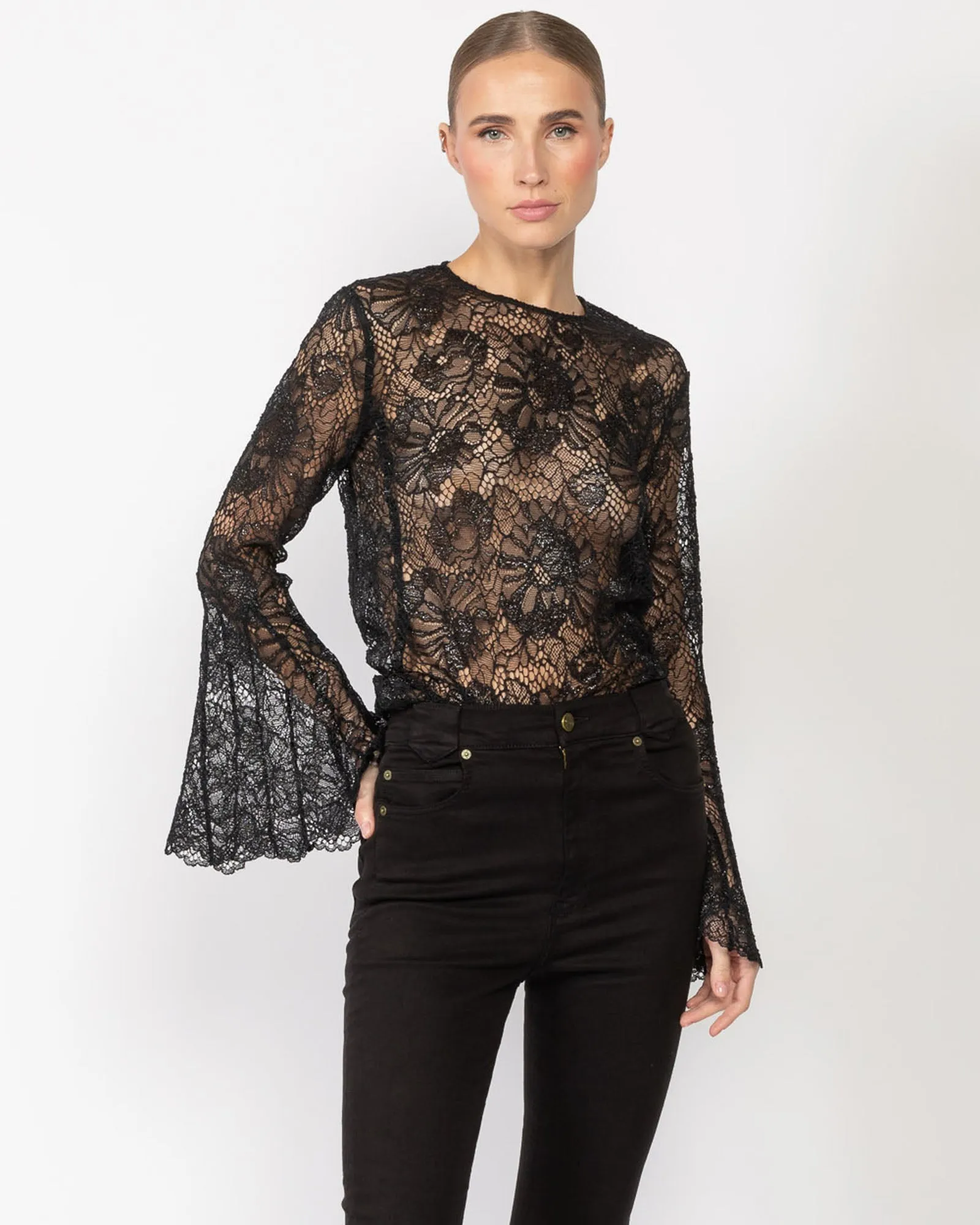 Lace Flutter Sleeve Blouse sold by TNT Fashion