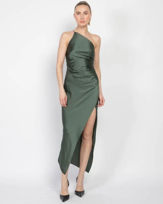Asymmetrical Gathered Wrap Dress sold by TNT Fashion