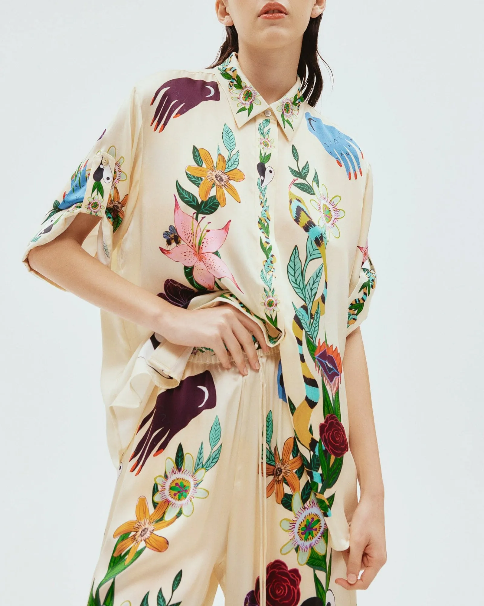 Meagan Oversized Silk Top sold by TNT Fashion