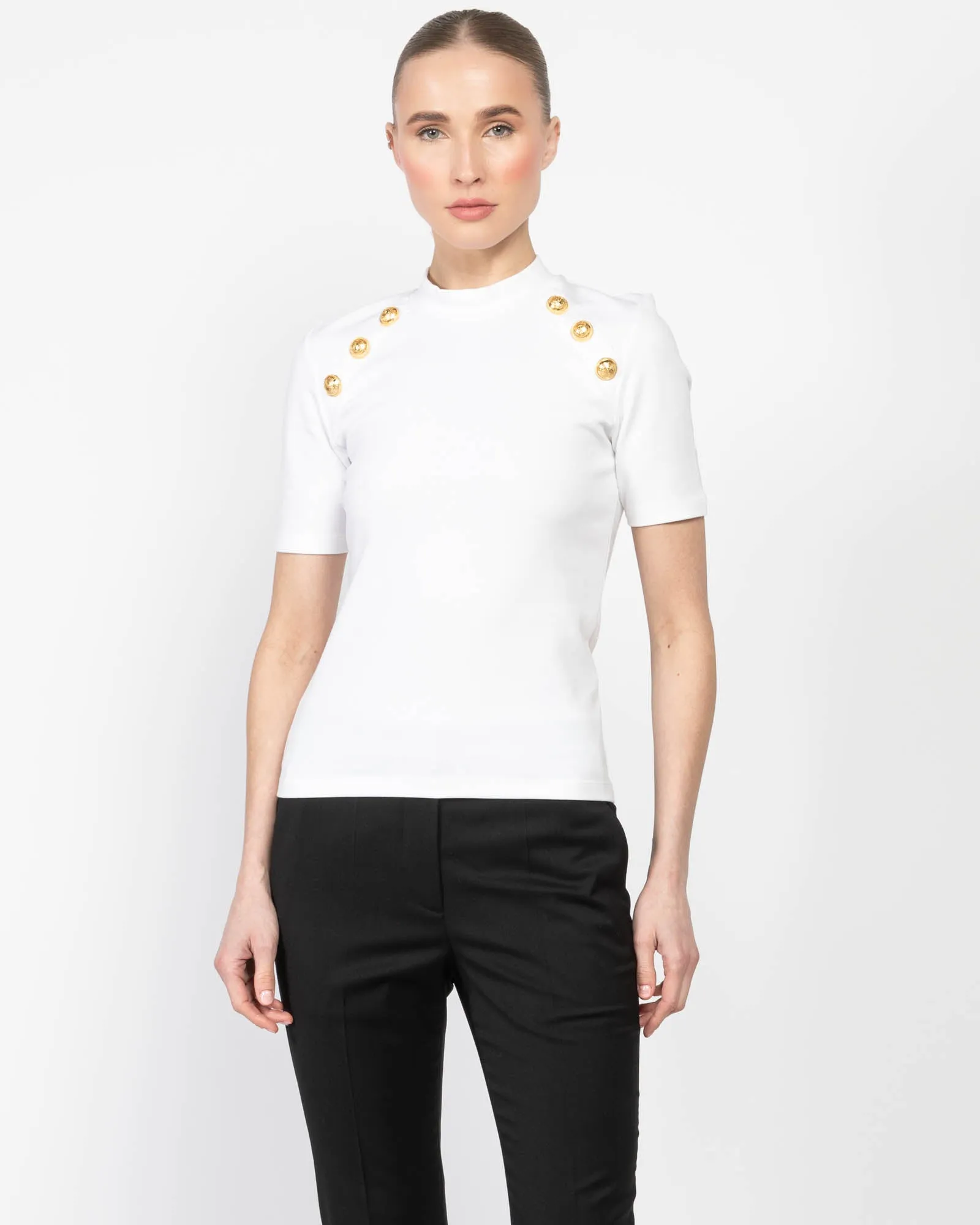 6 Button Stretch T-Shirt sold by TNT Fashion