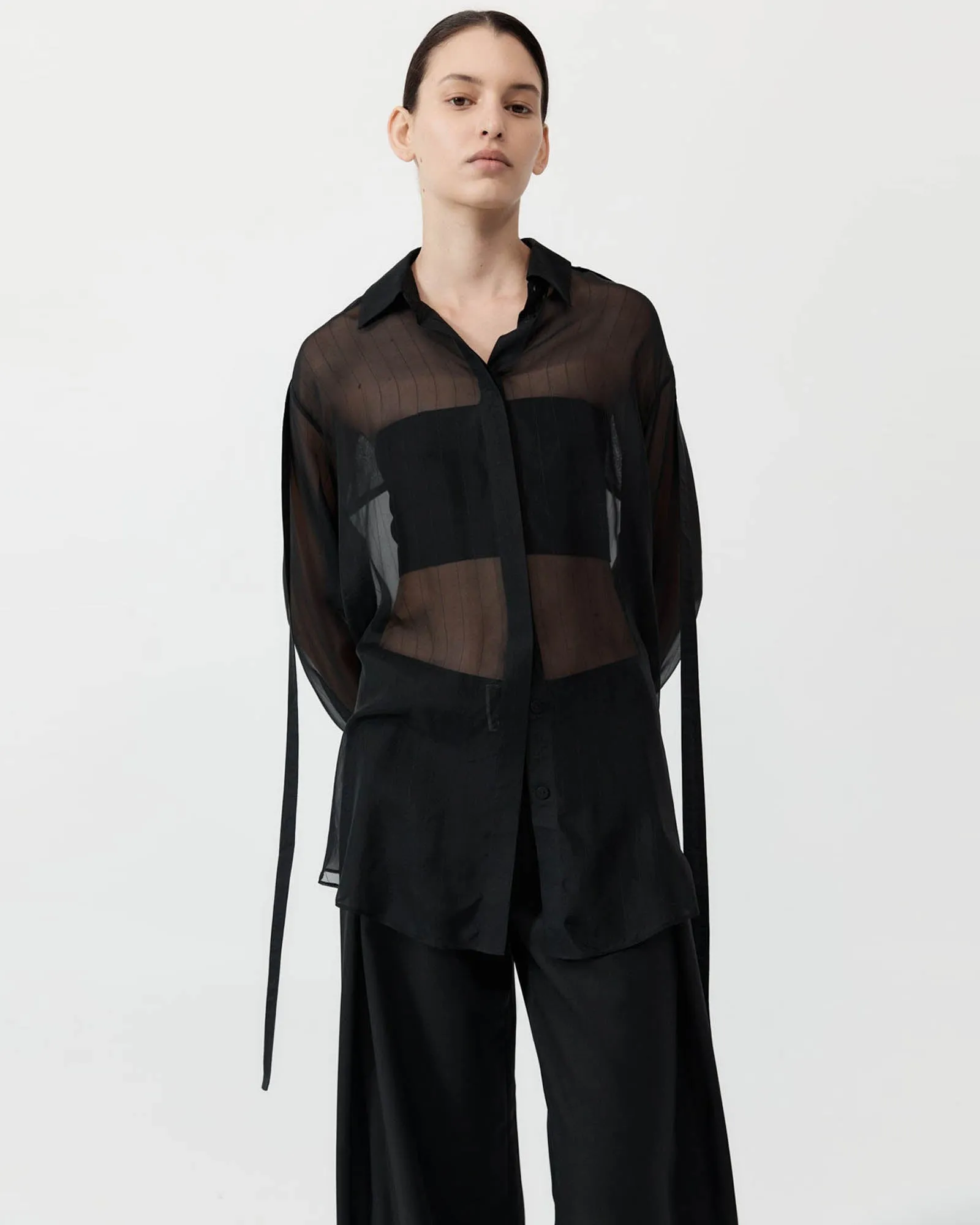 Pinstripe Silk Shirt sold by TNT Fashion