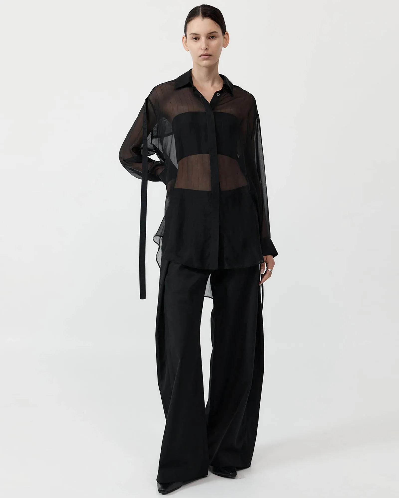 Pinstripe Silk Shirt sold by TNT Fashion product image thumbnail 2