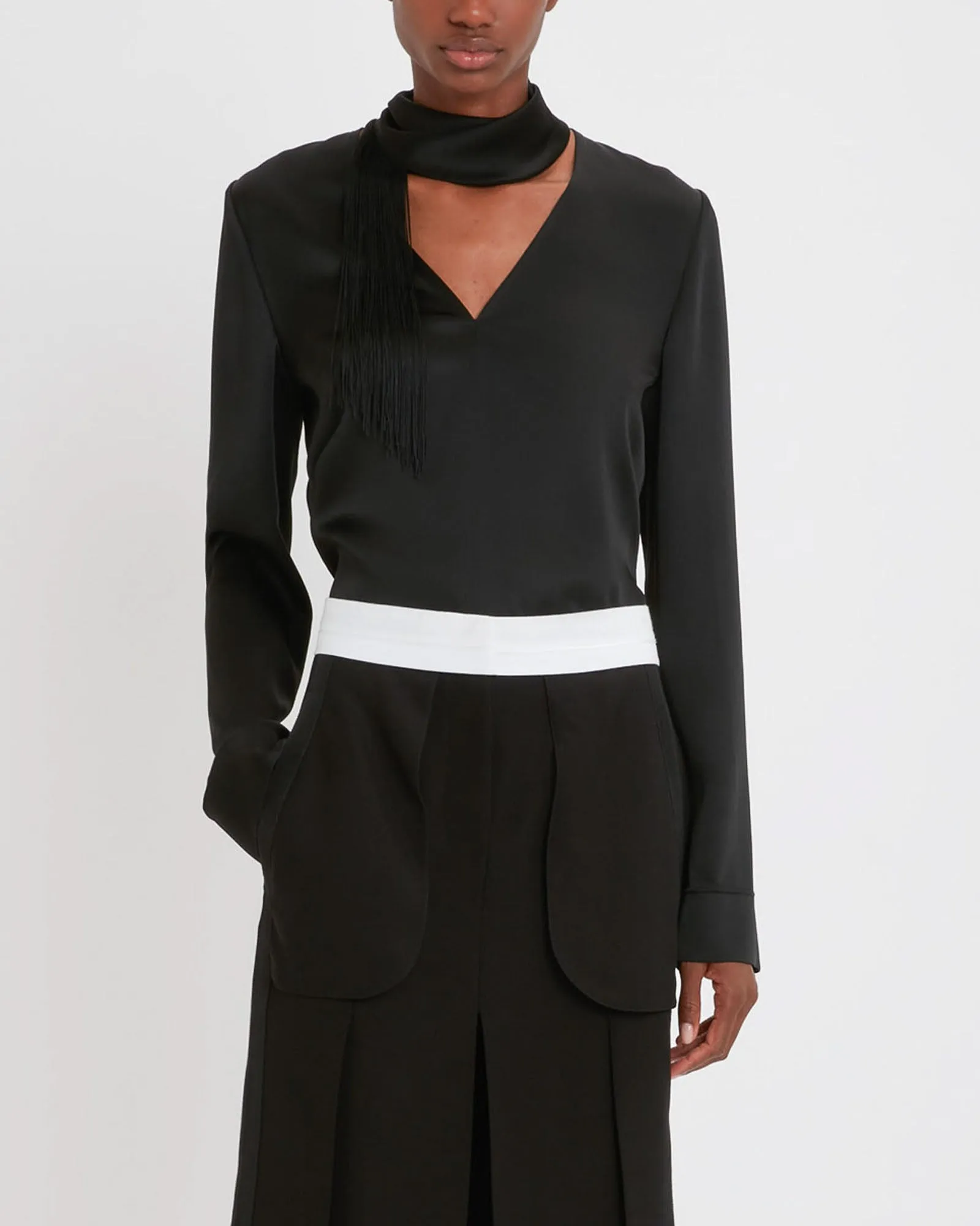 V-Neck Fringe Top sold by TNT Fashion