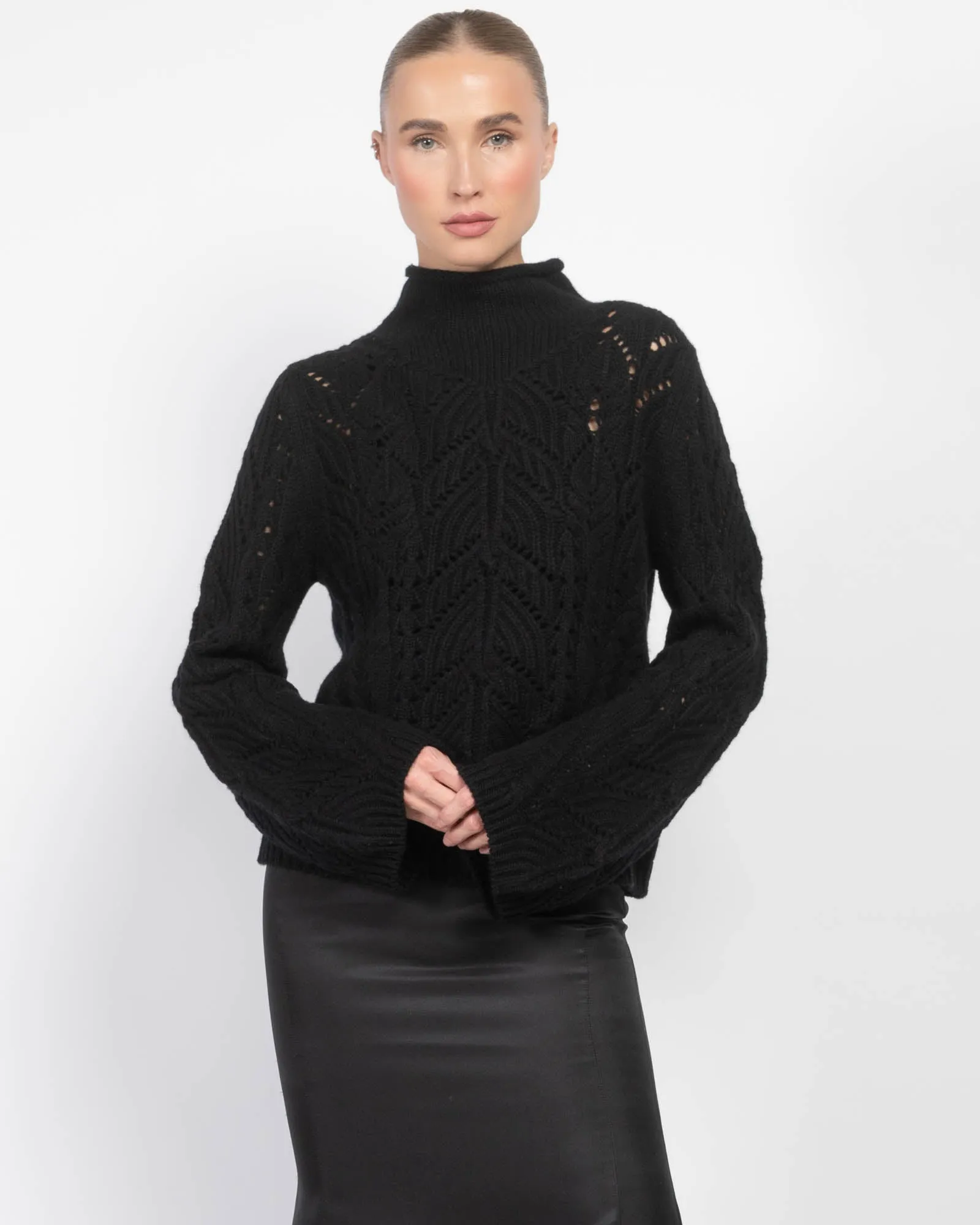 Knit Lace Turtleneck Sweater sold by TNT Fashion