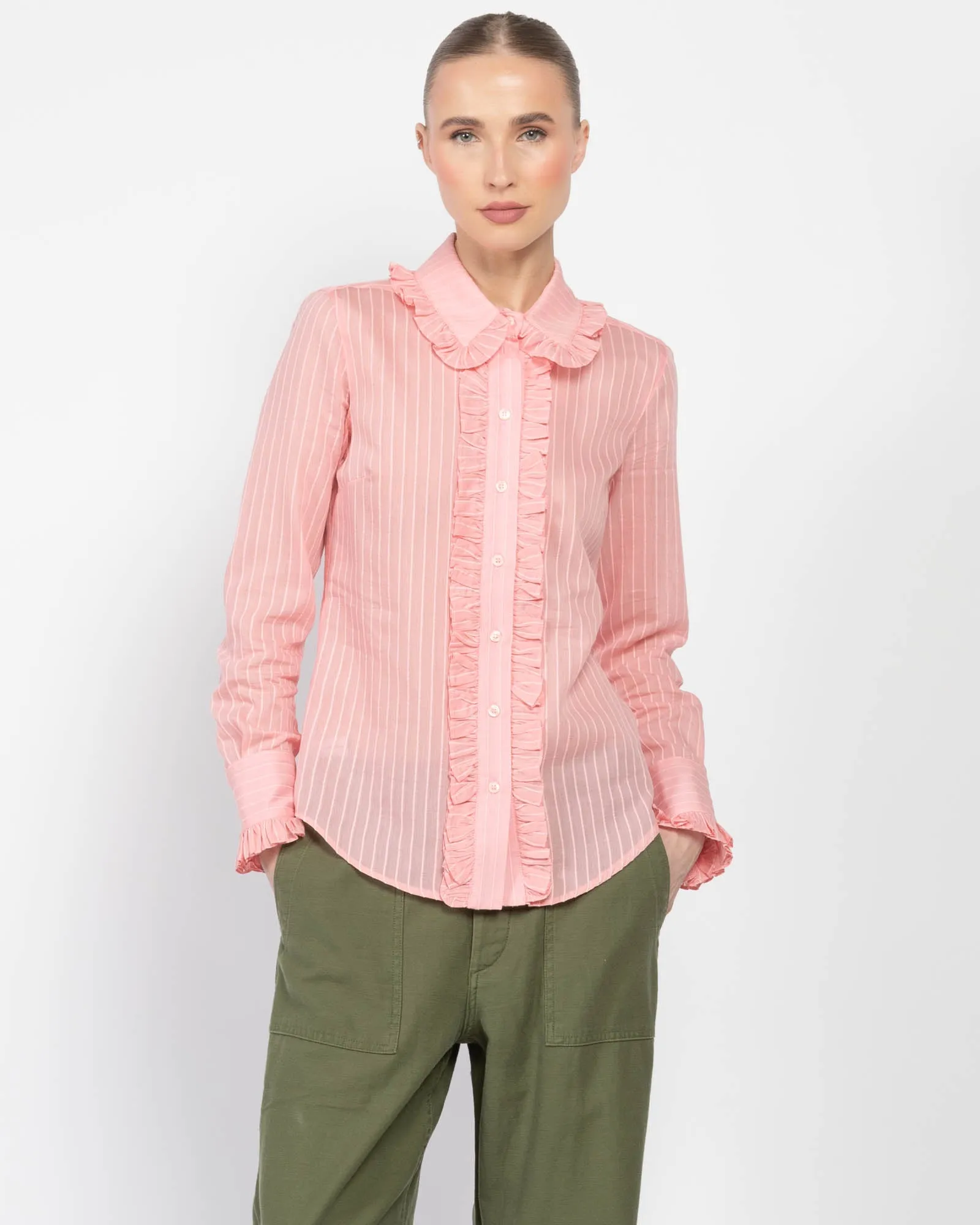 Ruffle Trim Shirt sold by TNT Fashion