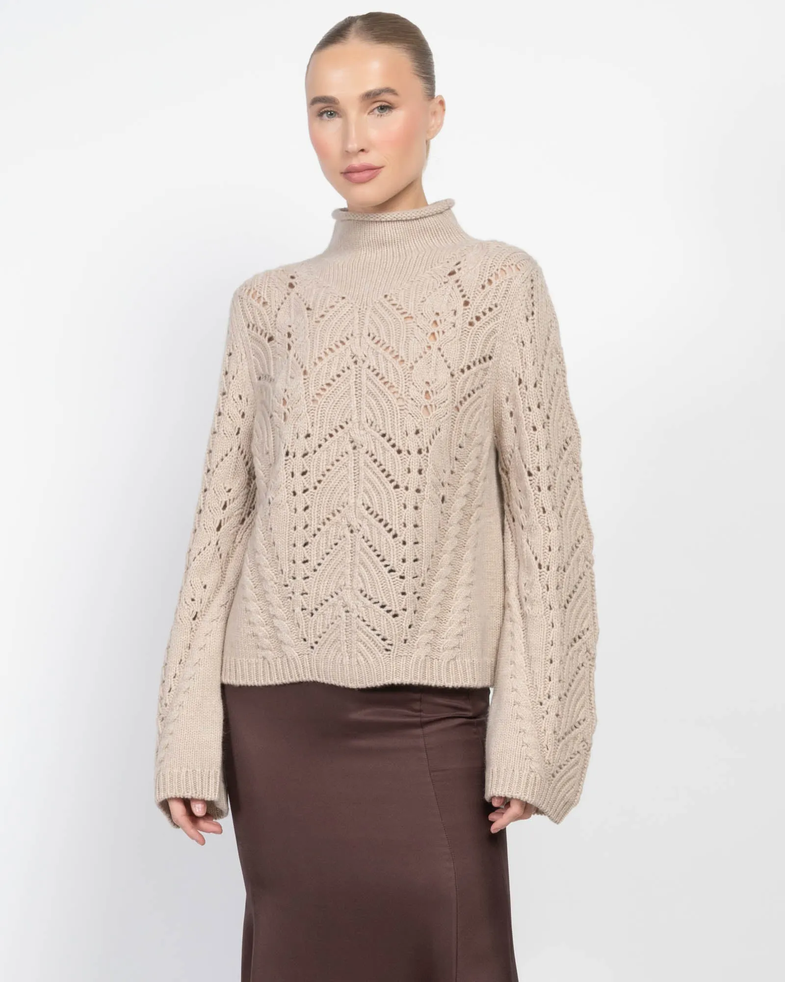 Knit Lace Turtleneck Sweater sold by TNT Fashion