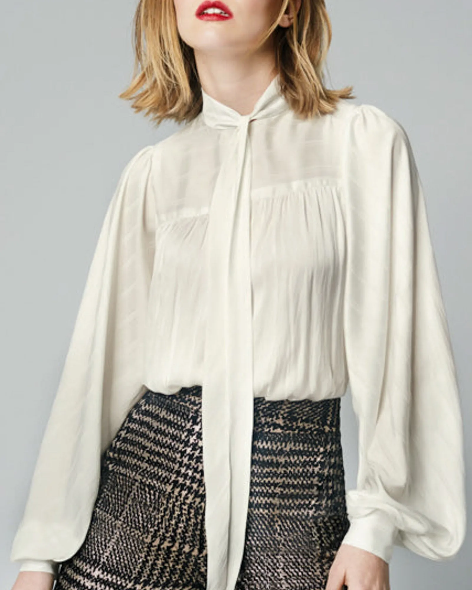 Bishop Sleeve Tie Neck Blouse sold by TNT Fashion product image thumbnail 4