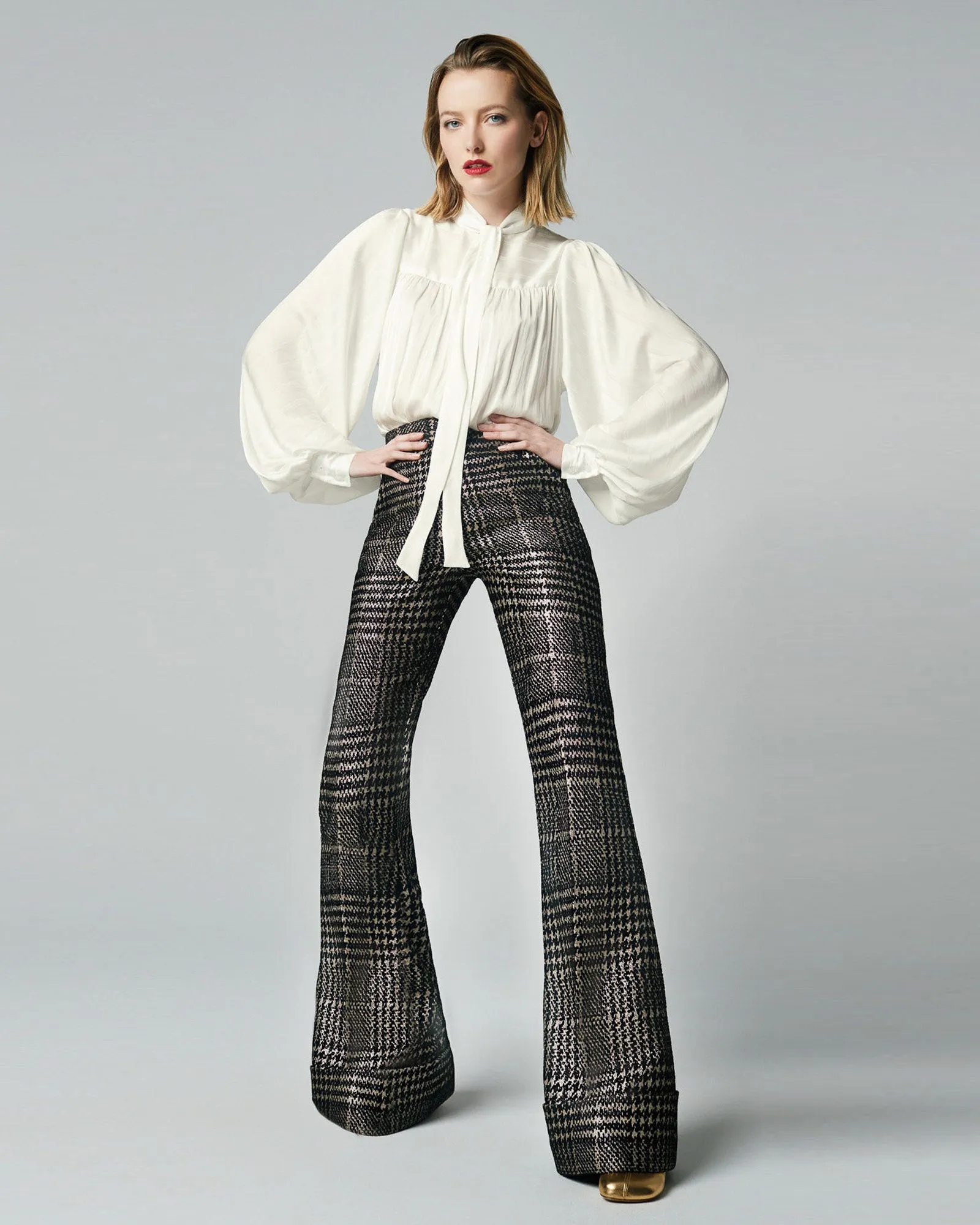 Bishop Sleeve Tie Neck Blouse sold by TNT Fashion product image thumbnail 2