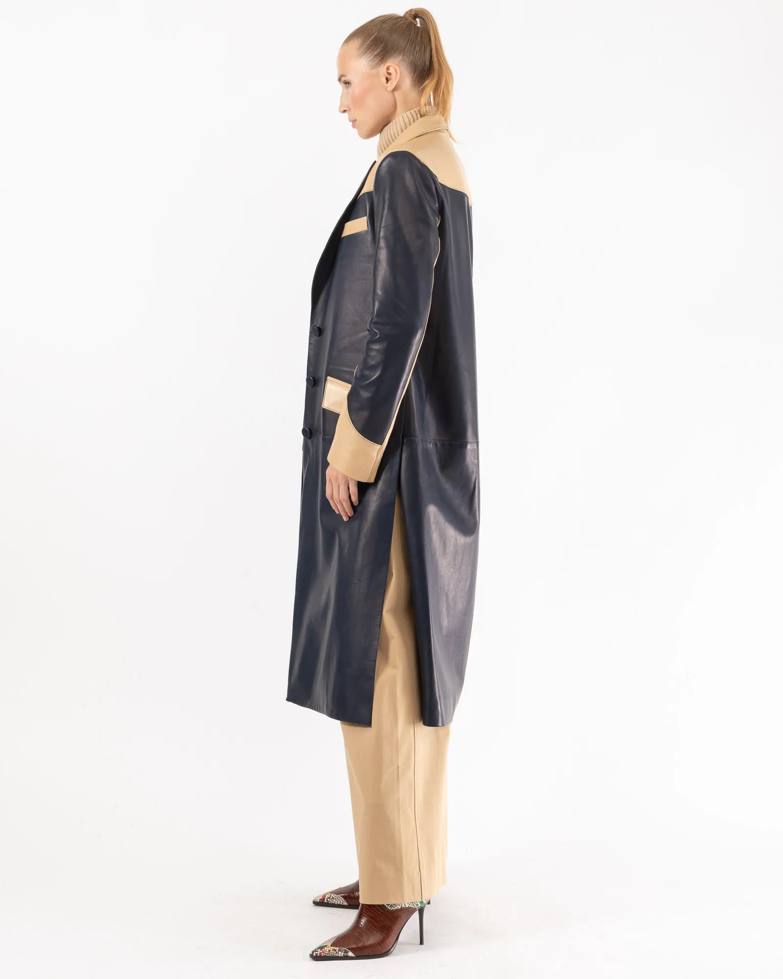 Leather Cash Coat sold by TNT Fashion product image thumbnail 3