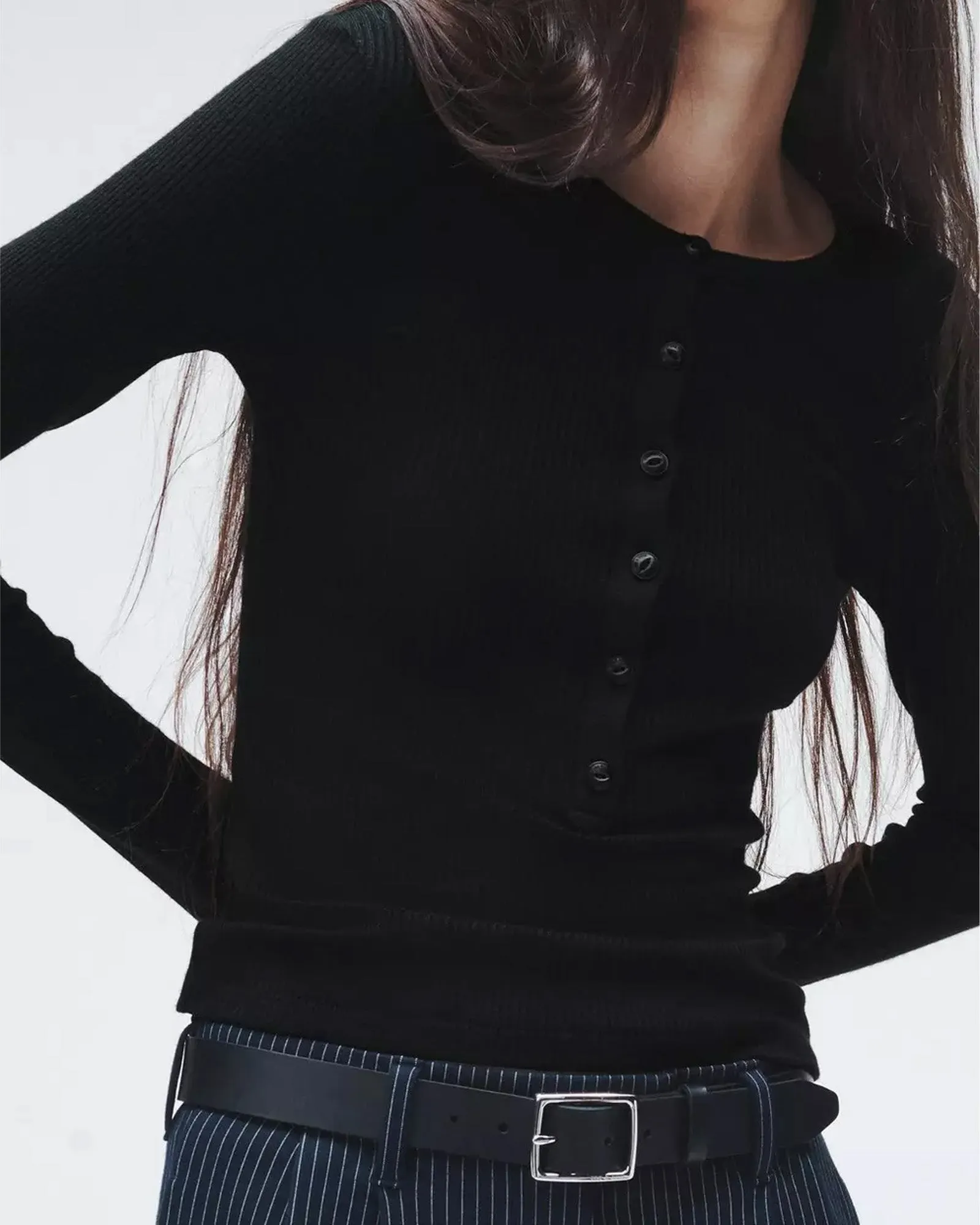 Ribbed Henley Top sold by TNT Fashion product image thumbnail 5