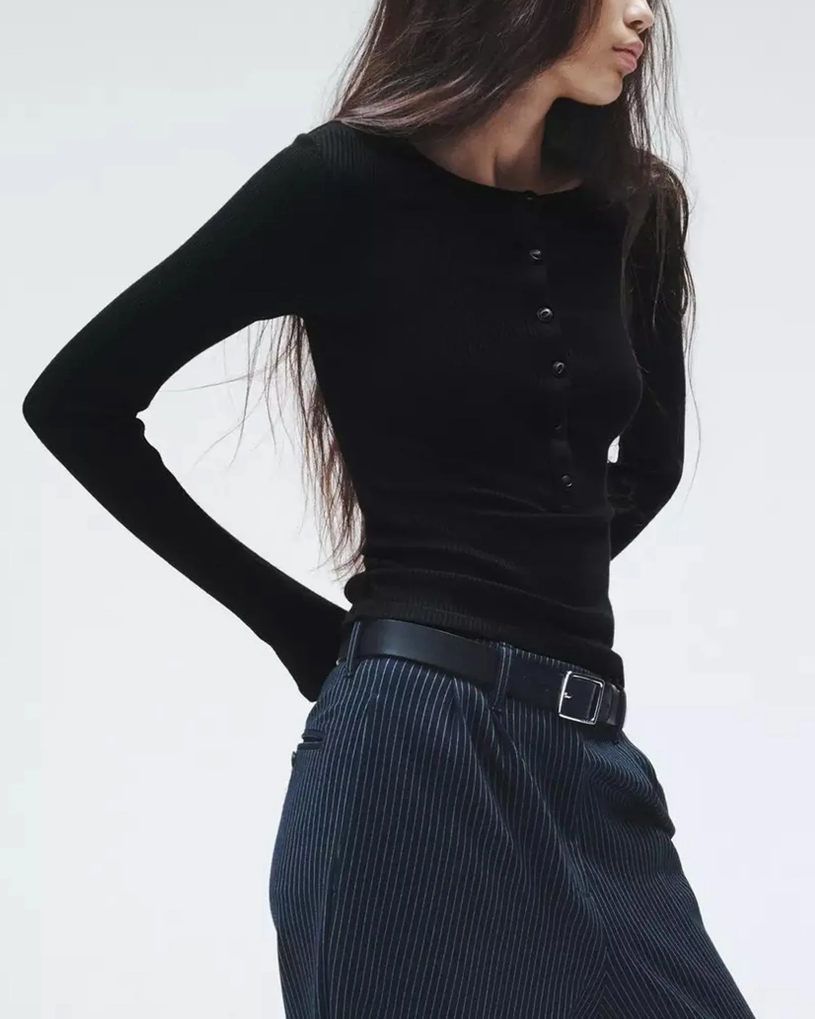 Ribbed Henley Top sold by TNT Fashion product image thumbnail 4