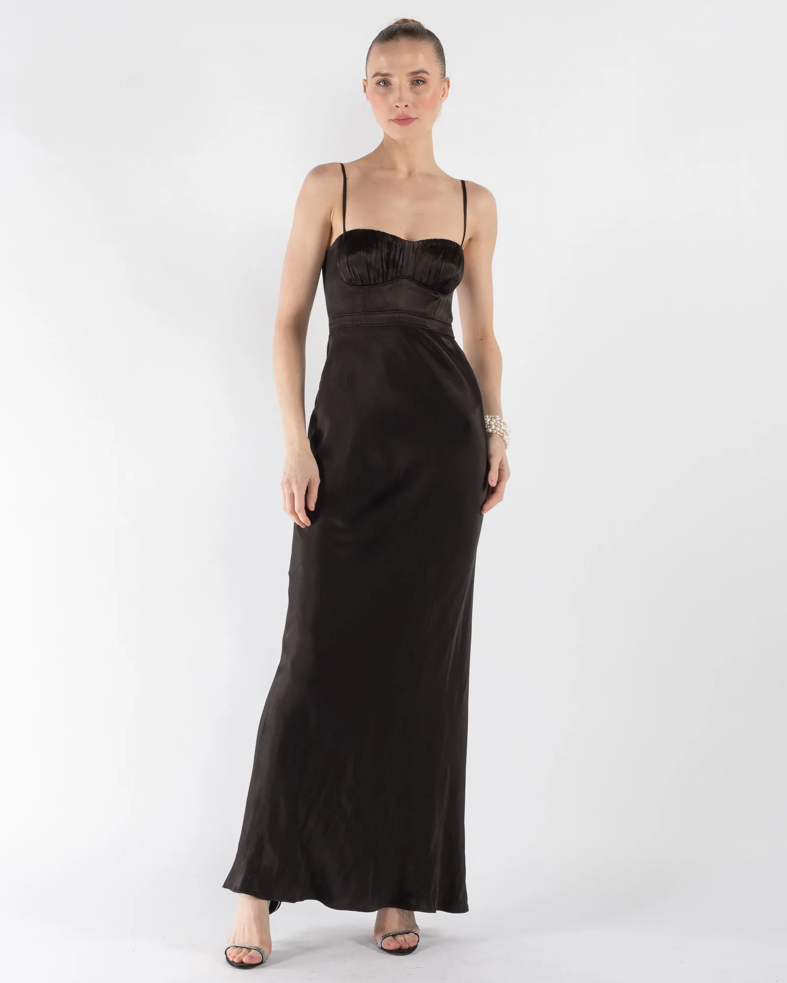 La Lune Ruched Maxi Dress sold by TNT Fashion