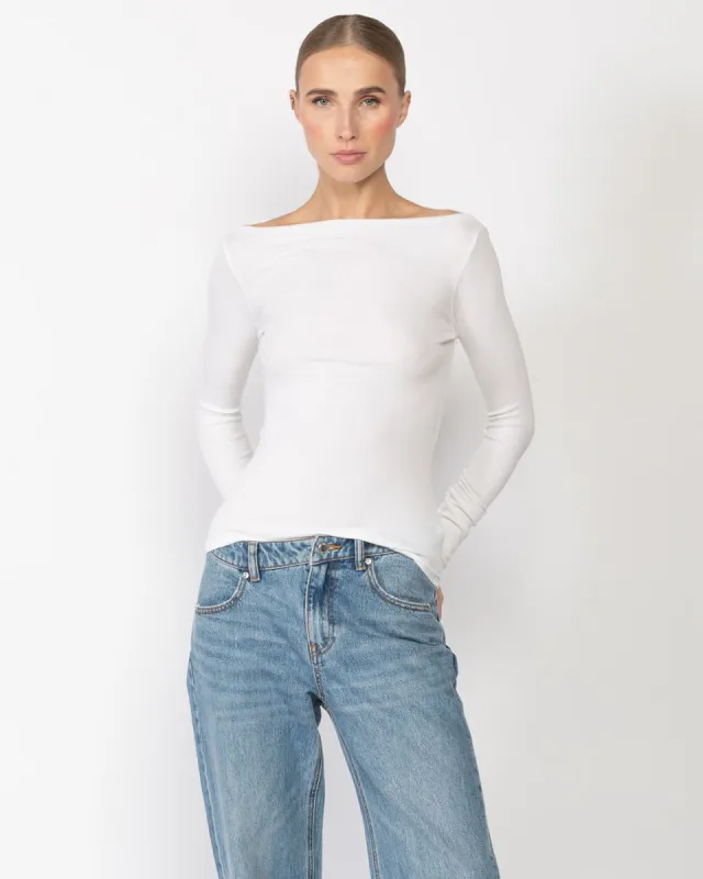 Silk Knit Boat Neck Top sold by TNT Fashion