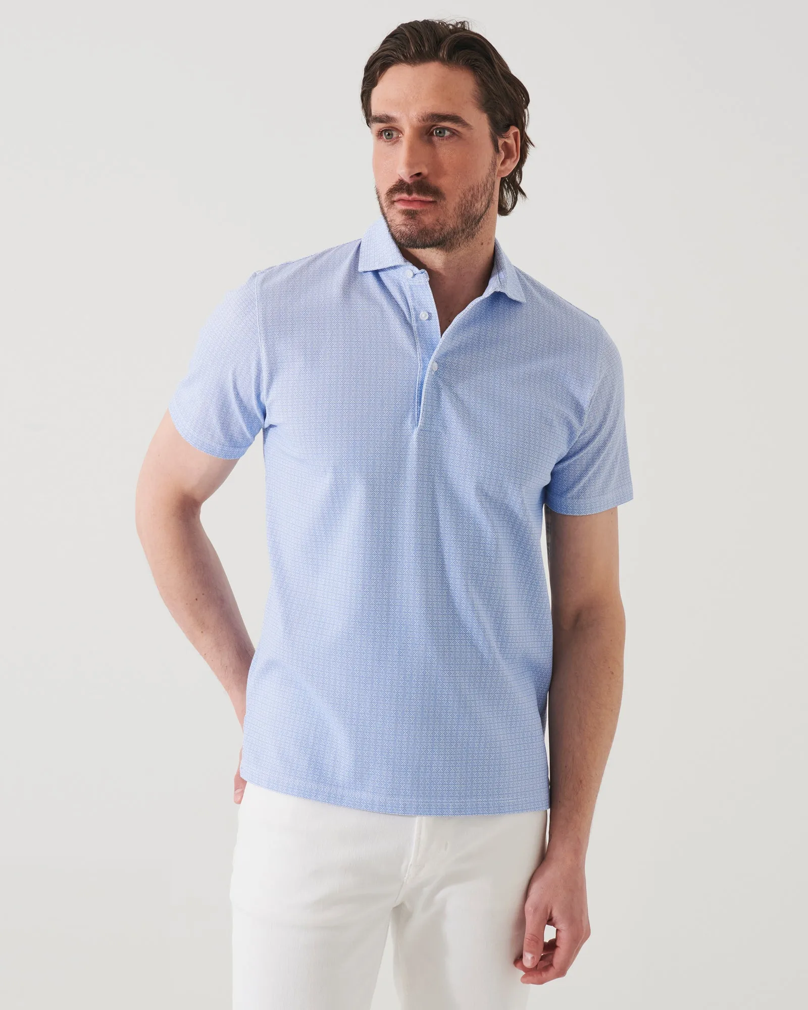 Pima Stretch Printed Polo sold by TNT Fashion