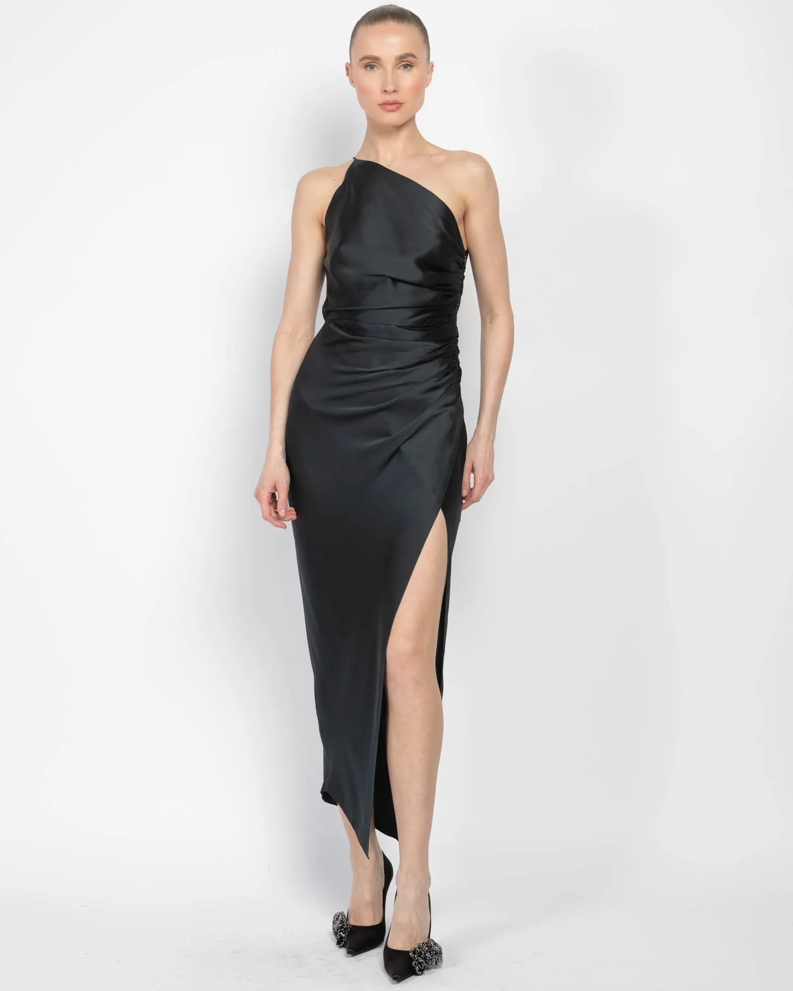 Asymmetrical Gathered Wrap Dress sold by TNT Fashion