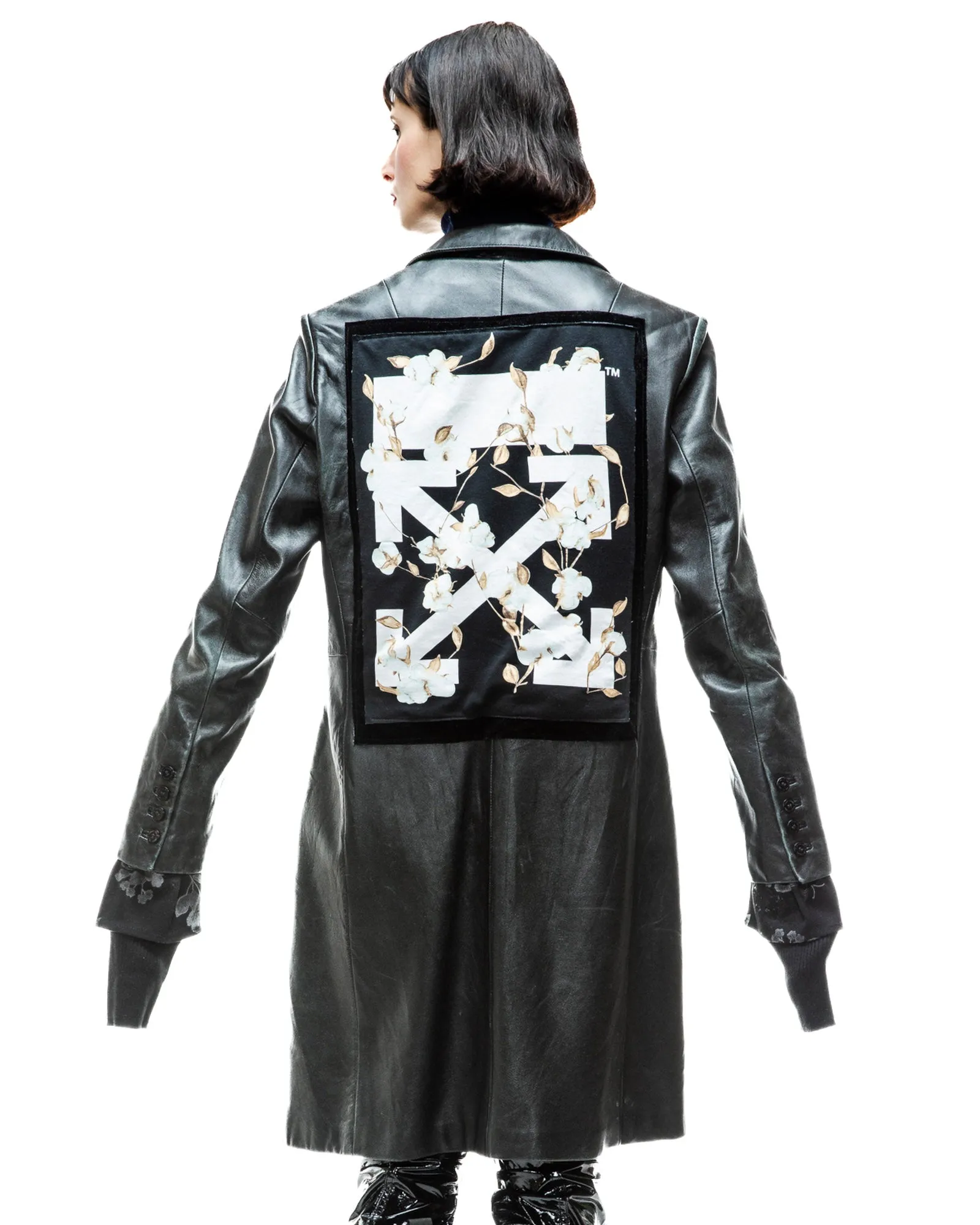 Black Leather Off-White Jacket sold by TNT Fashion product image thumbnail 2