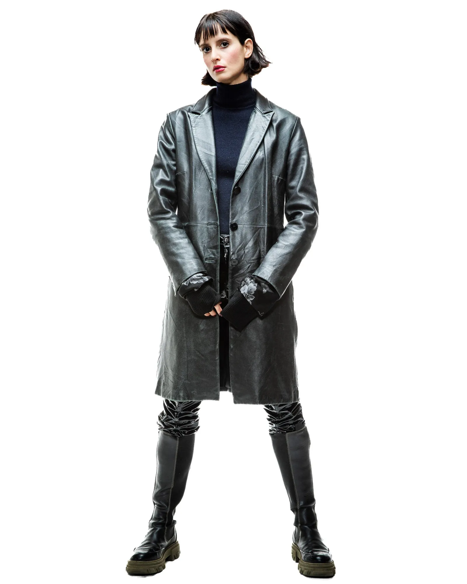 Black Leather Off-White Jacket sold by TNT Fashion product image thumbnail 3