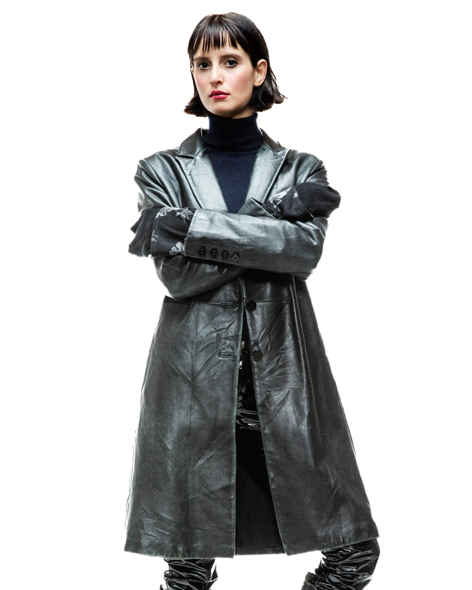 Black Leather Off-White Jacket sold by TNT Fashion