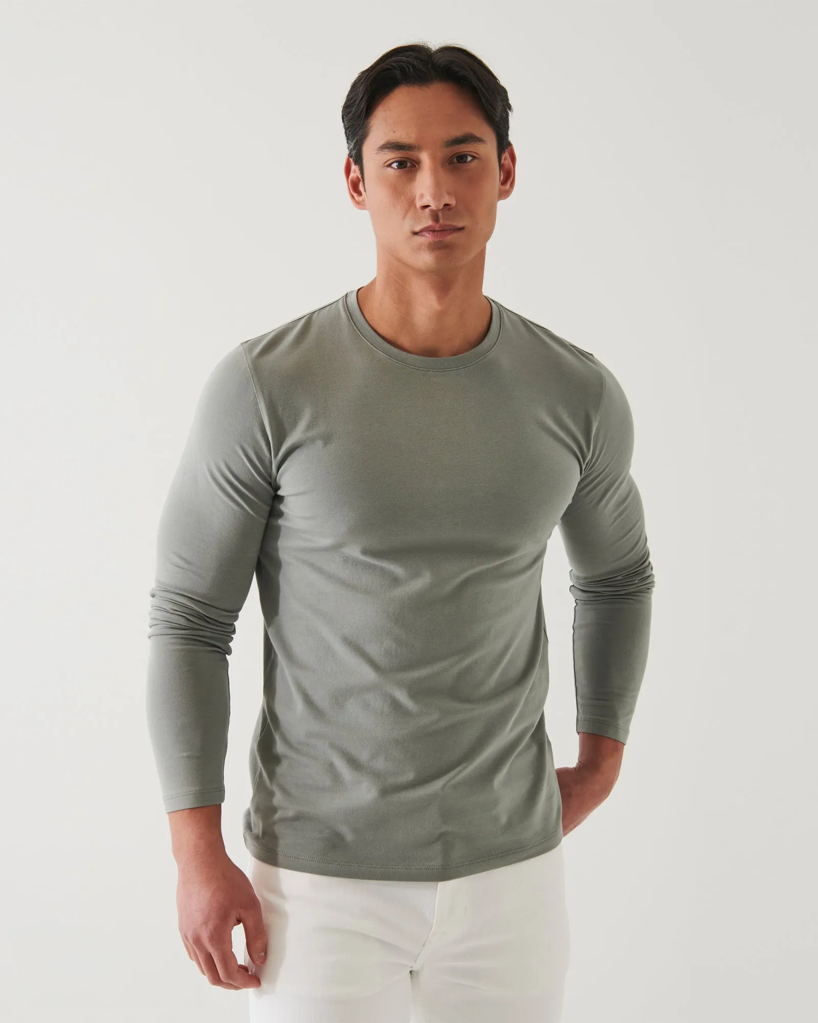 Long Sleeve Stretch Crew Tee sold by TNT Fashion product image thumbnail 3