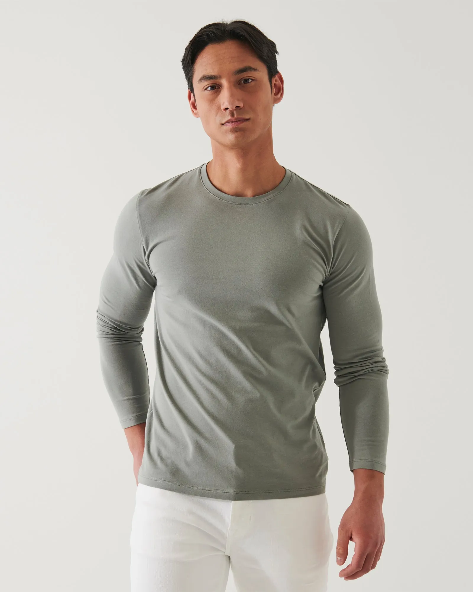Long Sleeve Stretch Crew Tee sold by TNT Fashion product image thumbnail 2