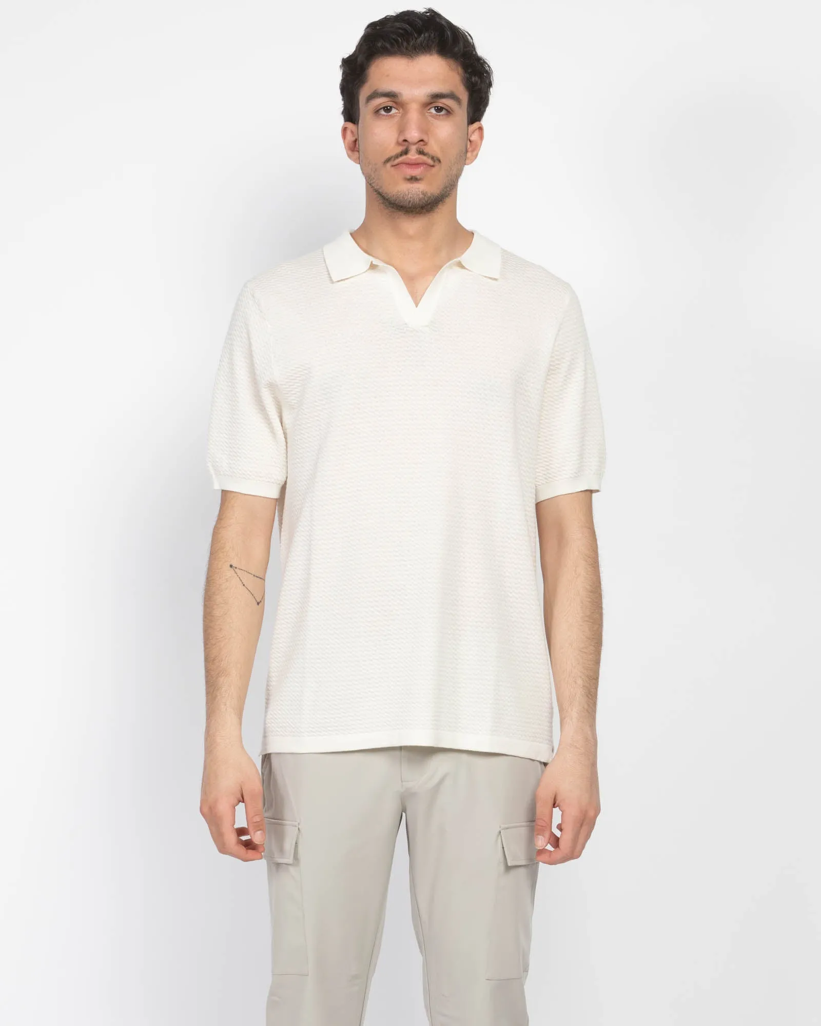 Cotton Cupro Open Polo sold by TNT Fashion