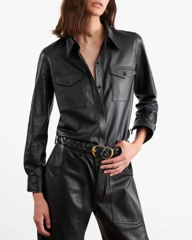 Ava Leather Shirt sold by TNT Fashion