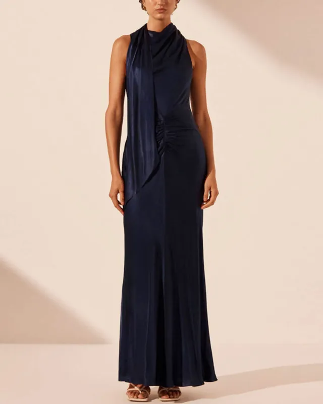 Lino Scarf Neck Dress sold by TNT Fashion