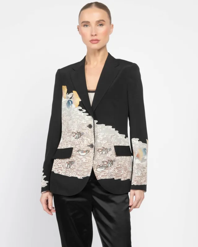 Single-Breasted Kimono Embroidered Blazer sold by TNT Fashion