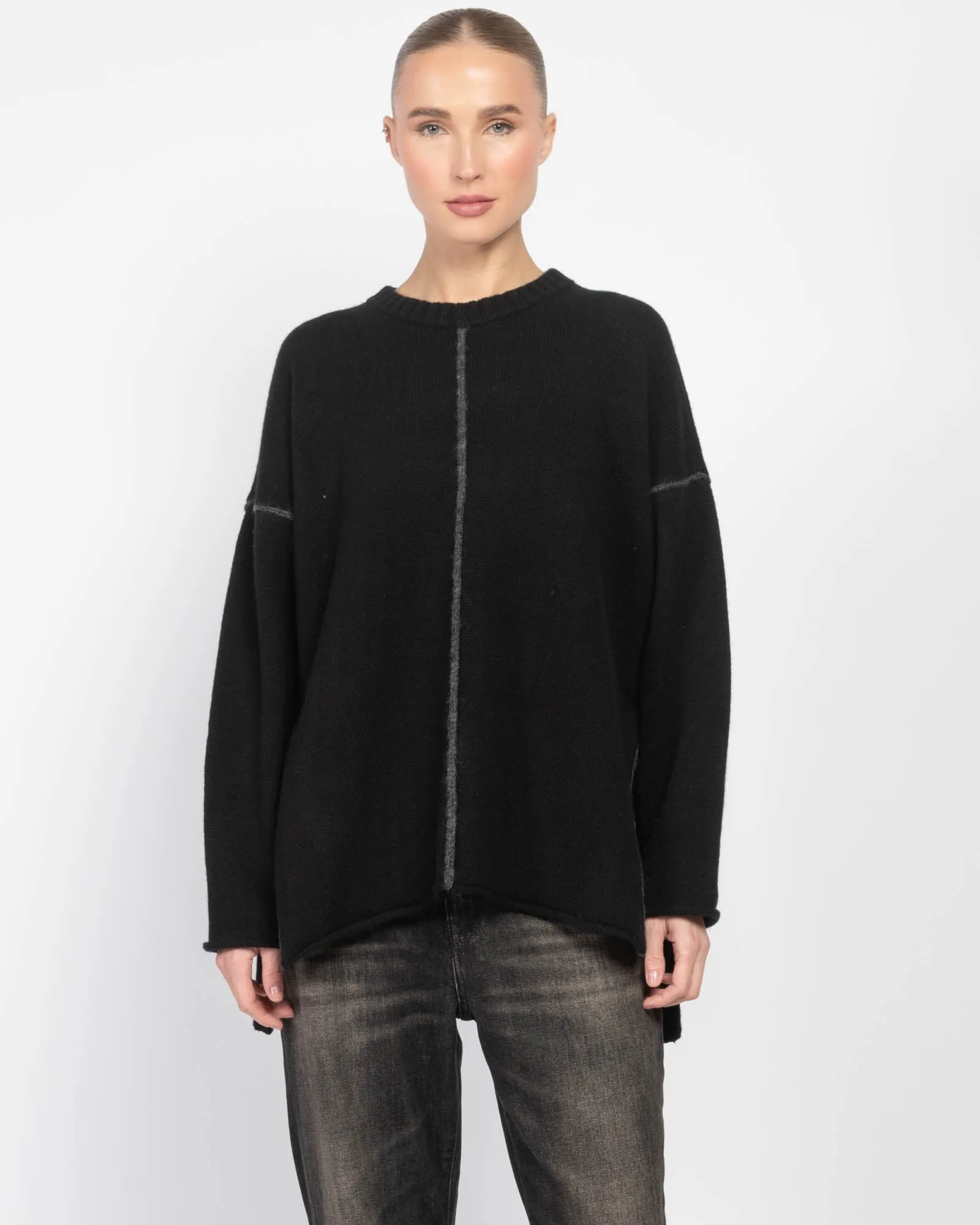 Side Slit Crewneck Sweater sold by TNT Fashion