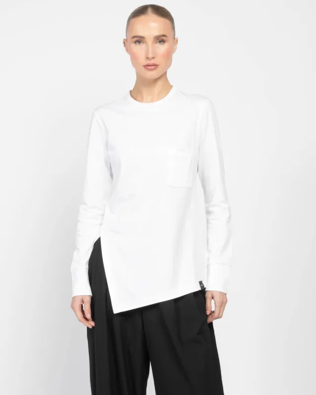 Long Sleeve Unbalance Slit T-Shirt sold by TNT Fashion