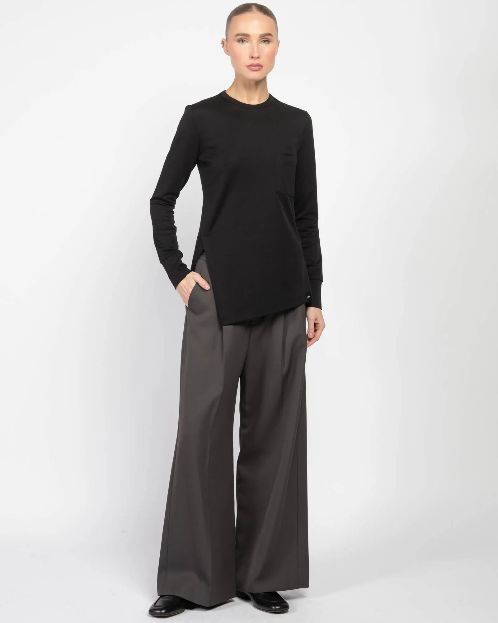 Long Sleeve Unbalance Slit T-Shirt sold by TNT Fashion product image thumbnail 2