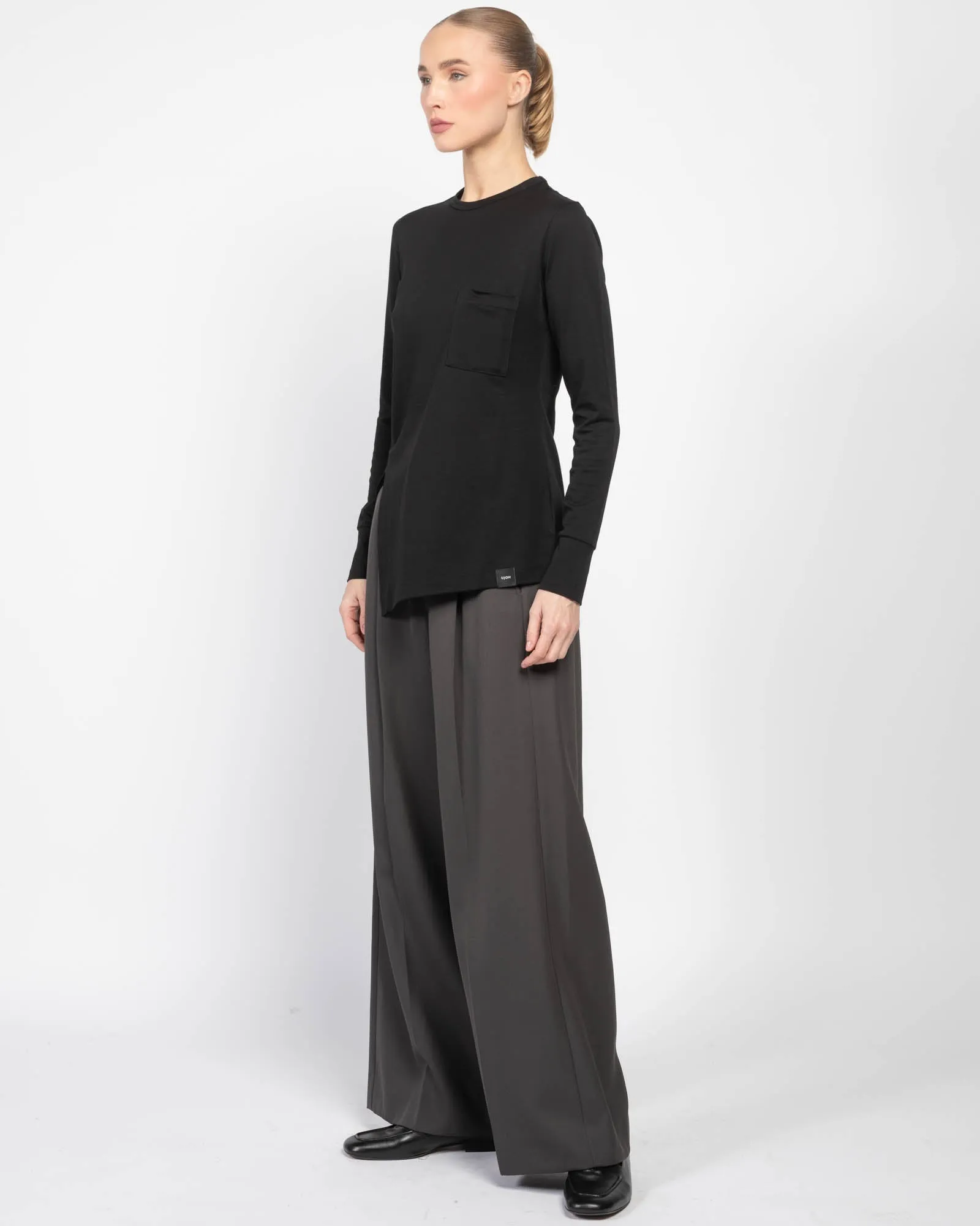 Long Sleeve Unbalance Slit T-Shirt sold by TNT Fashion product image thumbnail 3