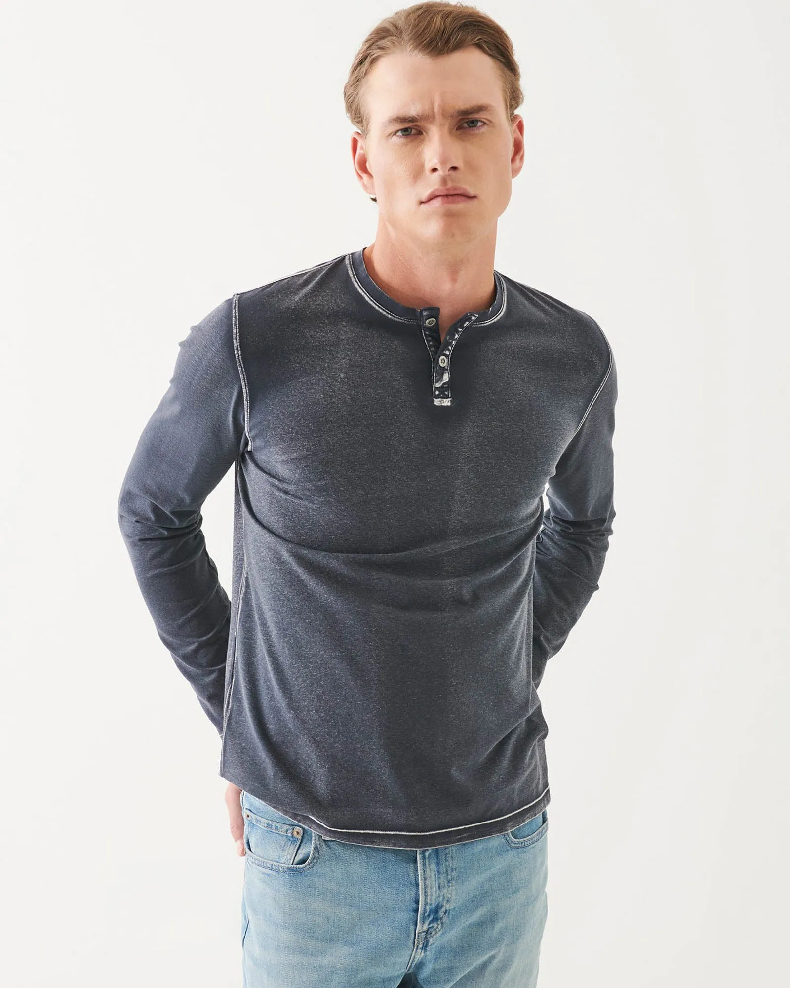 Long Sleeve Pima Vintage Henley sold by TNT Fashion product image thumbnail 3
