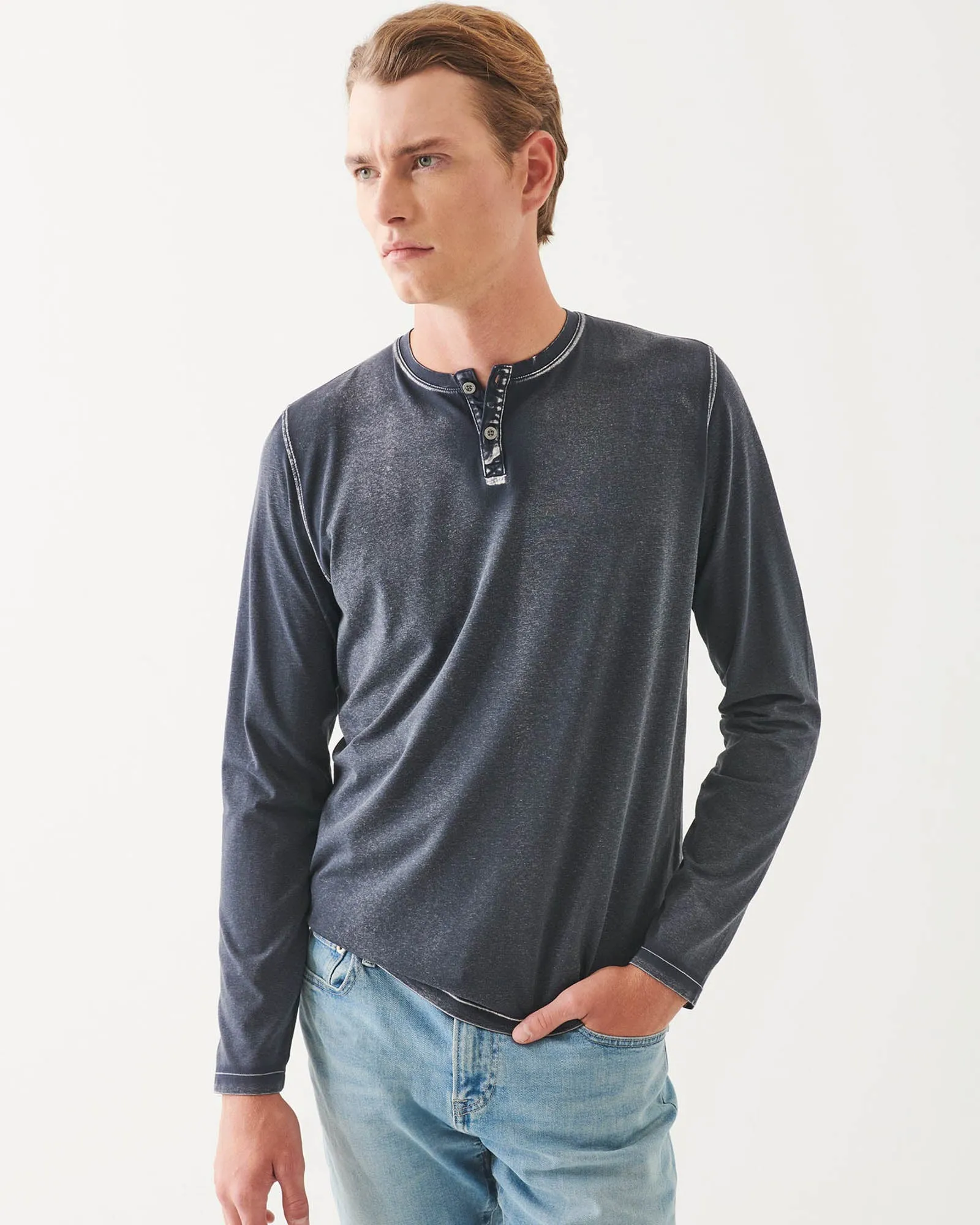 Long Sleeve Pima Vintage Henley sold by TNT Fashion product image thumbnail 2