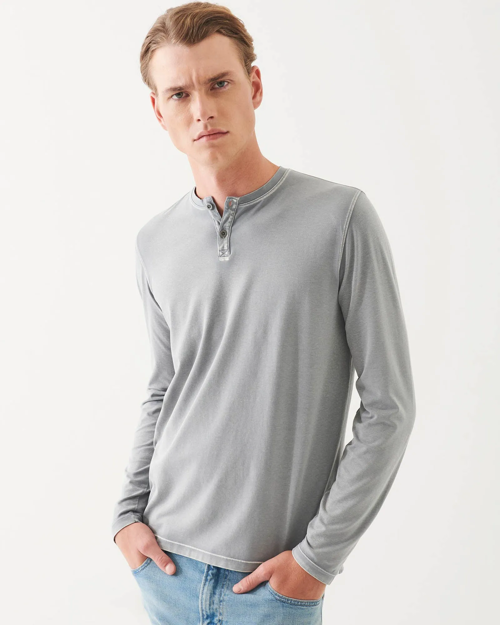 Long Sleeve Pima Vintage Henley sold by TNT Fashion