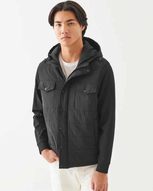 Zip-Up Mixed Media Hoodie sold by TNT Fashion