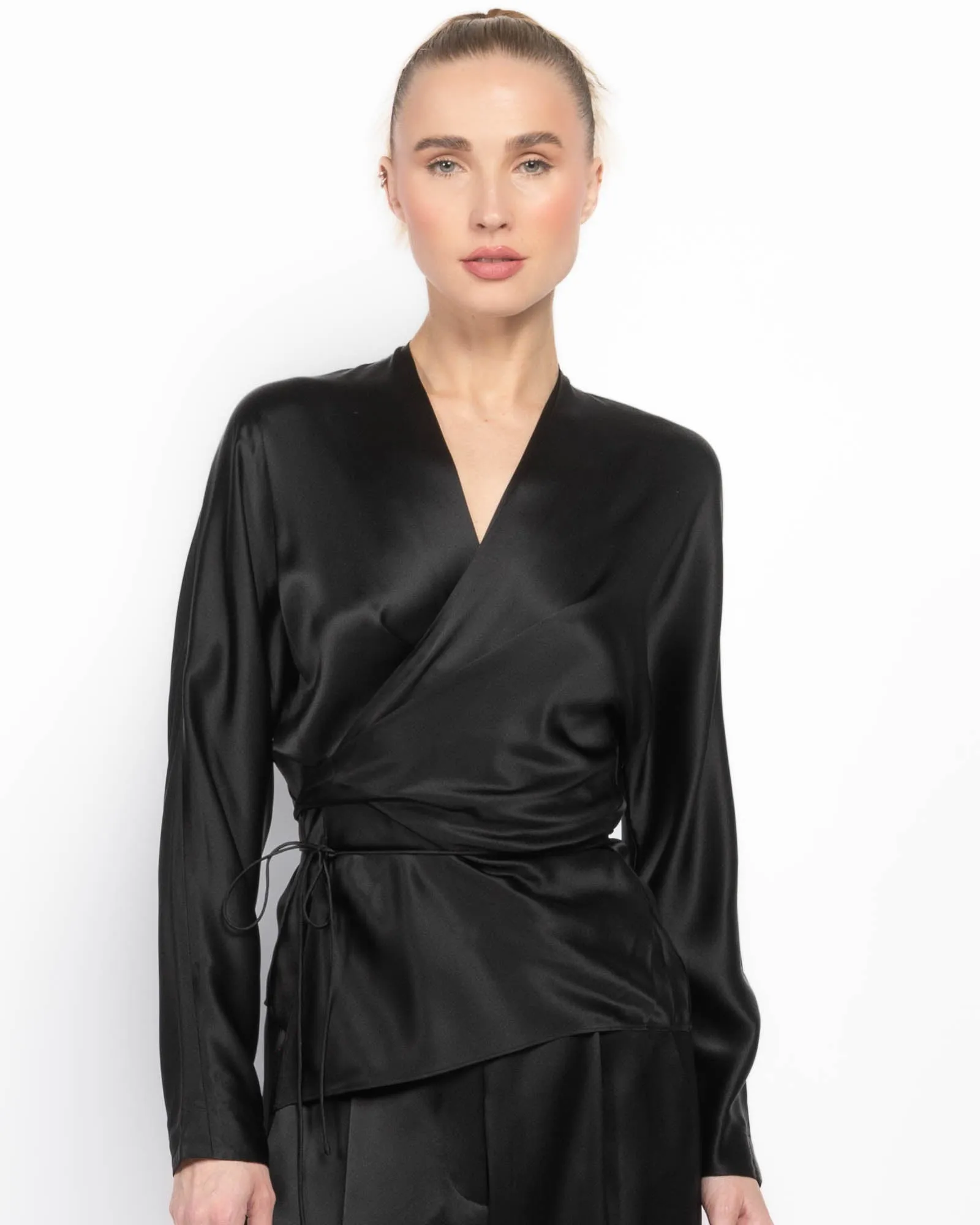 Long Sleeve Wrap Blouse sold by TNT Fashion