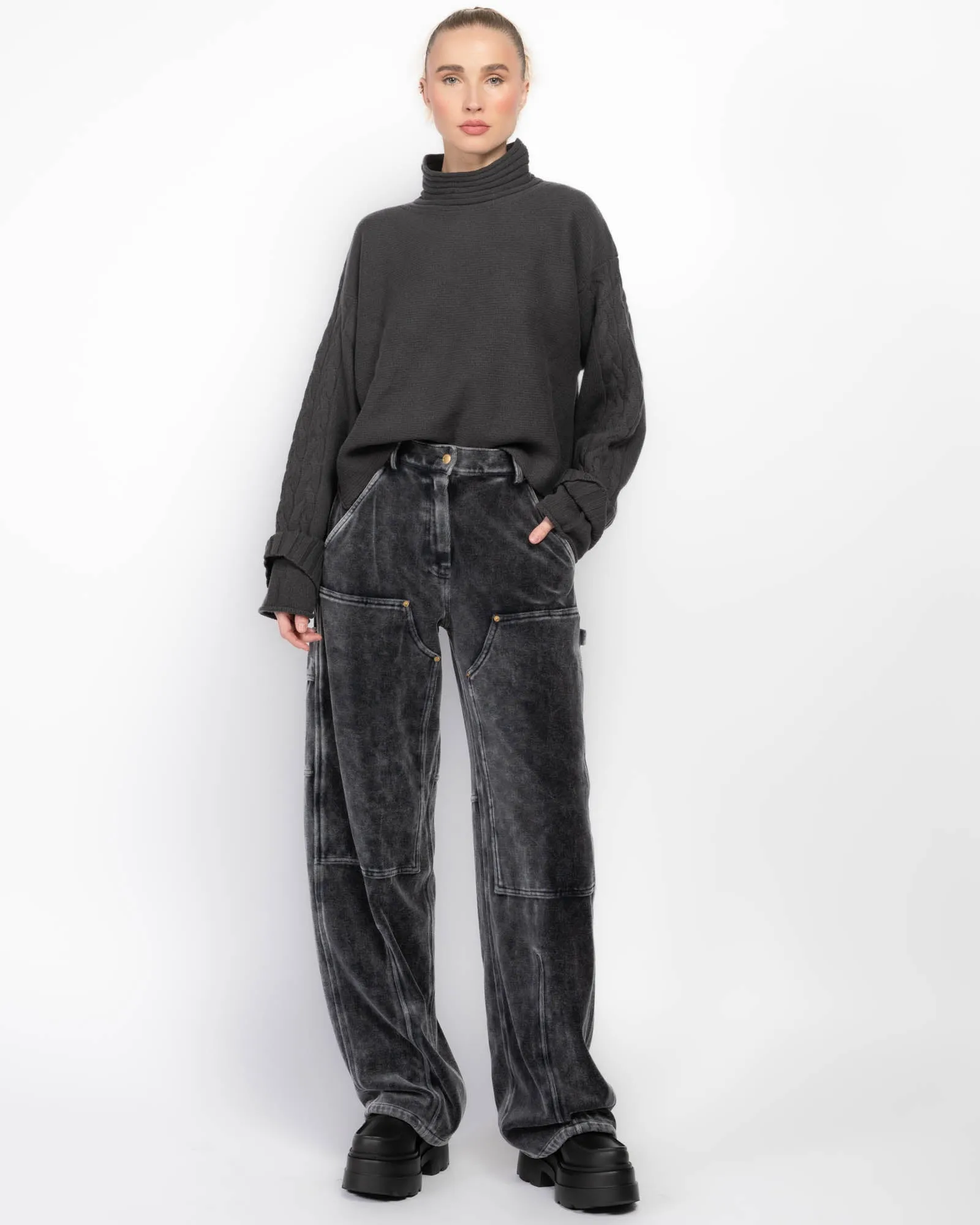 Double Cuff Crop Sweater sold by TNT Fashion product image thumbnail 2