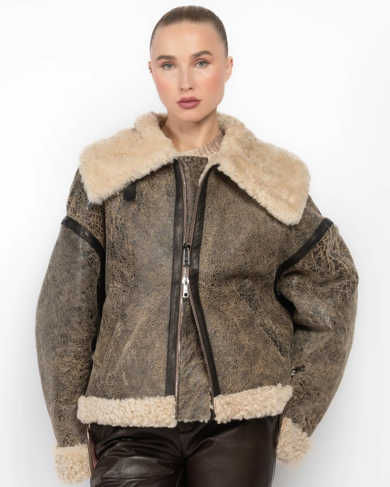 Oversized Shearling Trim Jacket sold by TNT Fashion product image thumbnail 5