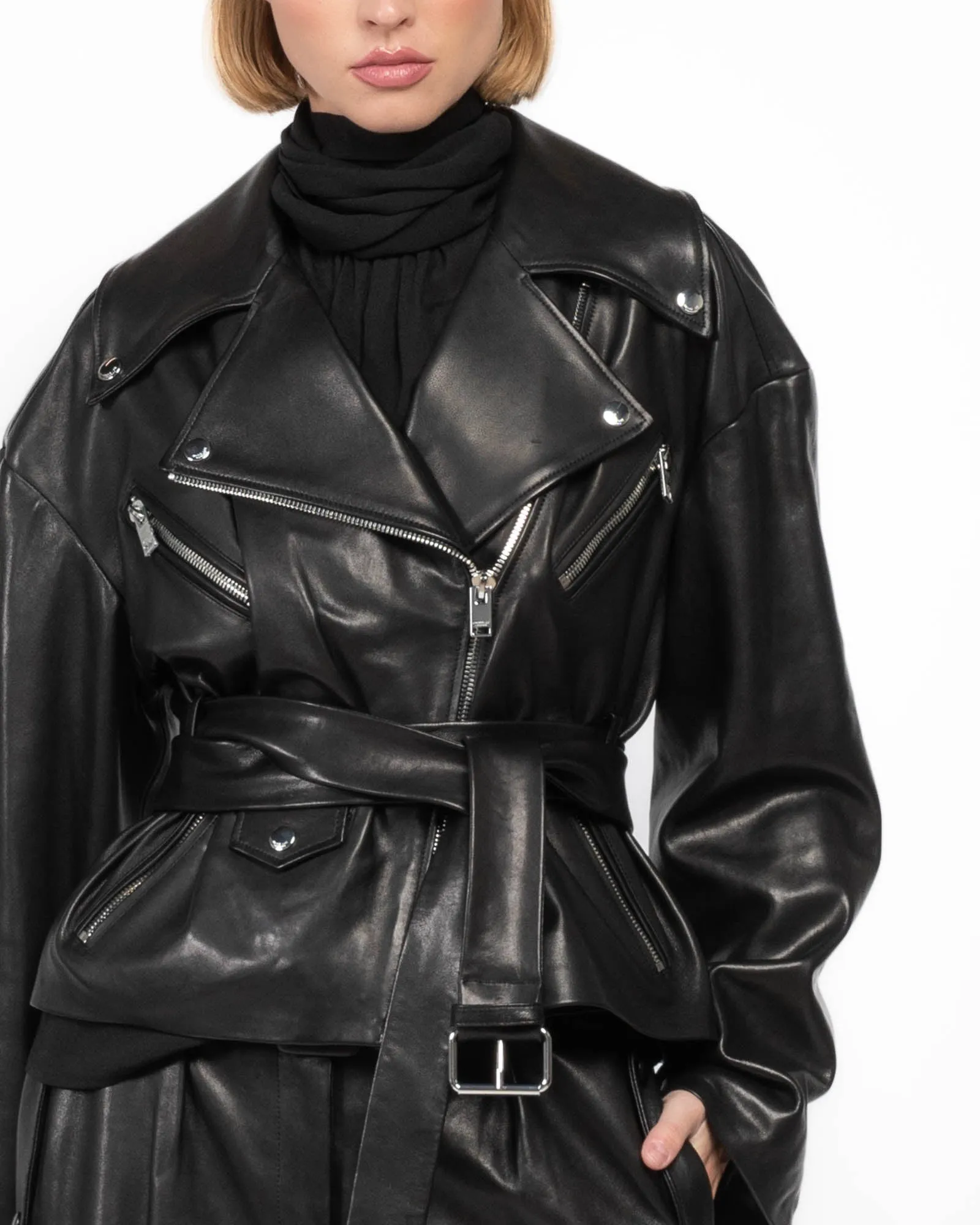 Oversized Leather Biker Jacket sold by TNT Fashion product image thumbnail 5