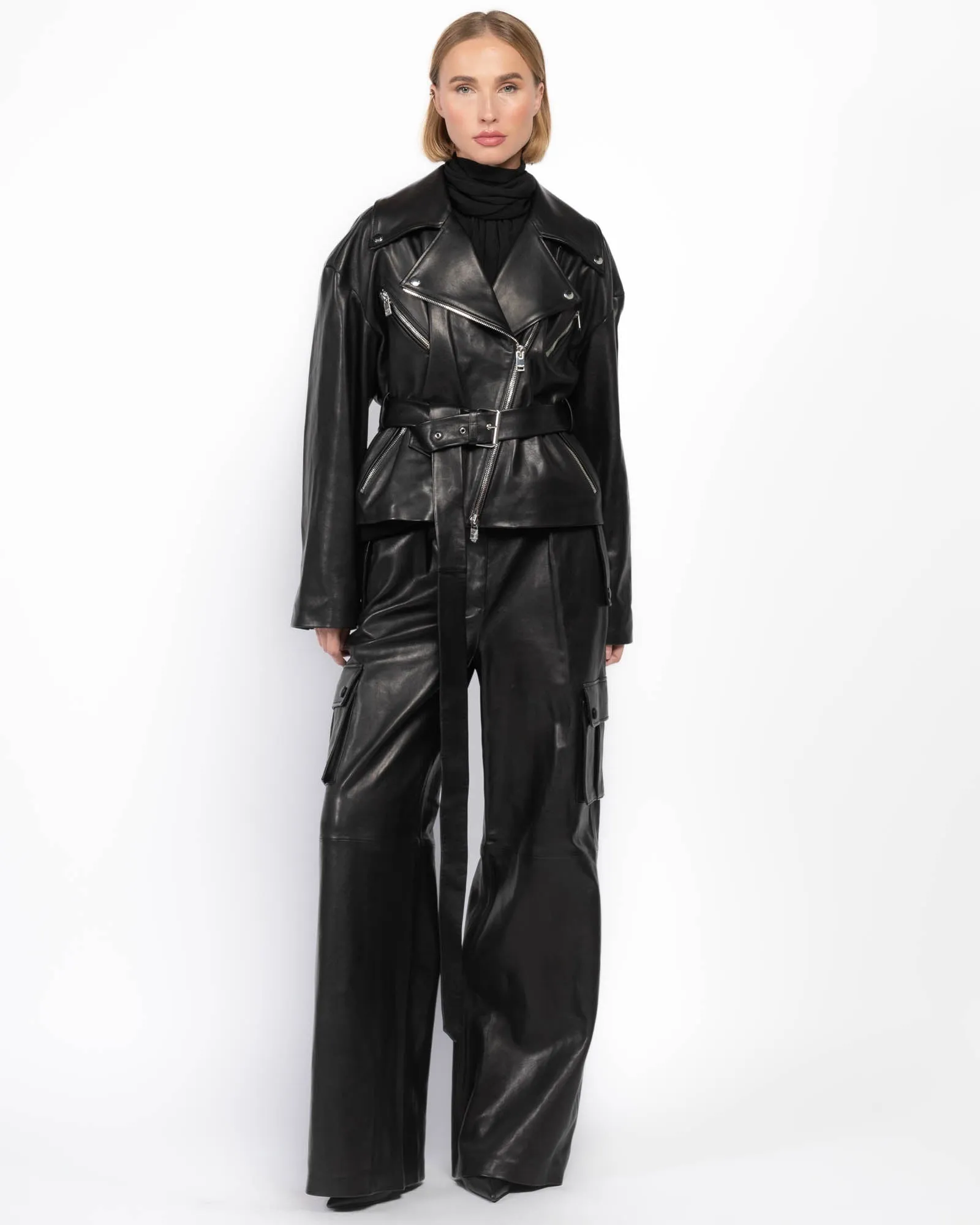 Oversized Leather Biker Jacket sold by TNT Fashion