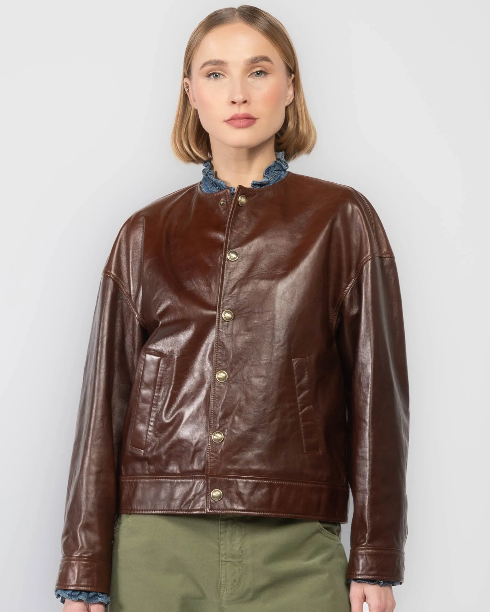 Deja Leather Bomber sold by TNT Fashion