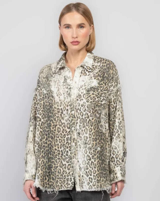 Shredded Drop Neck Shirt made by R13