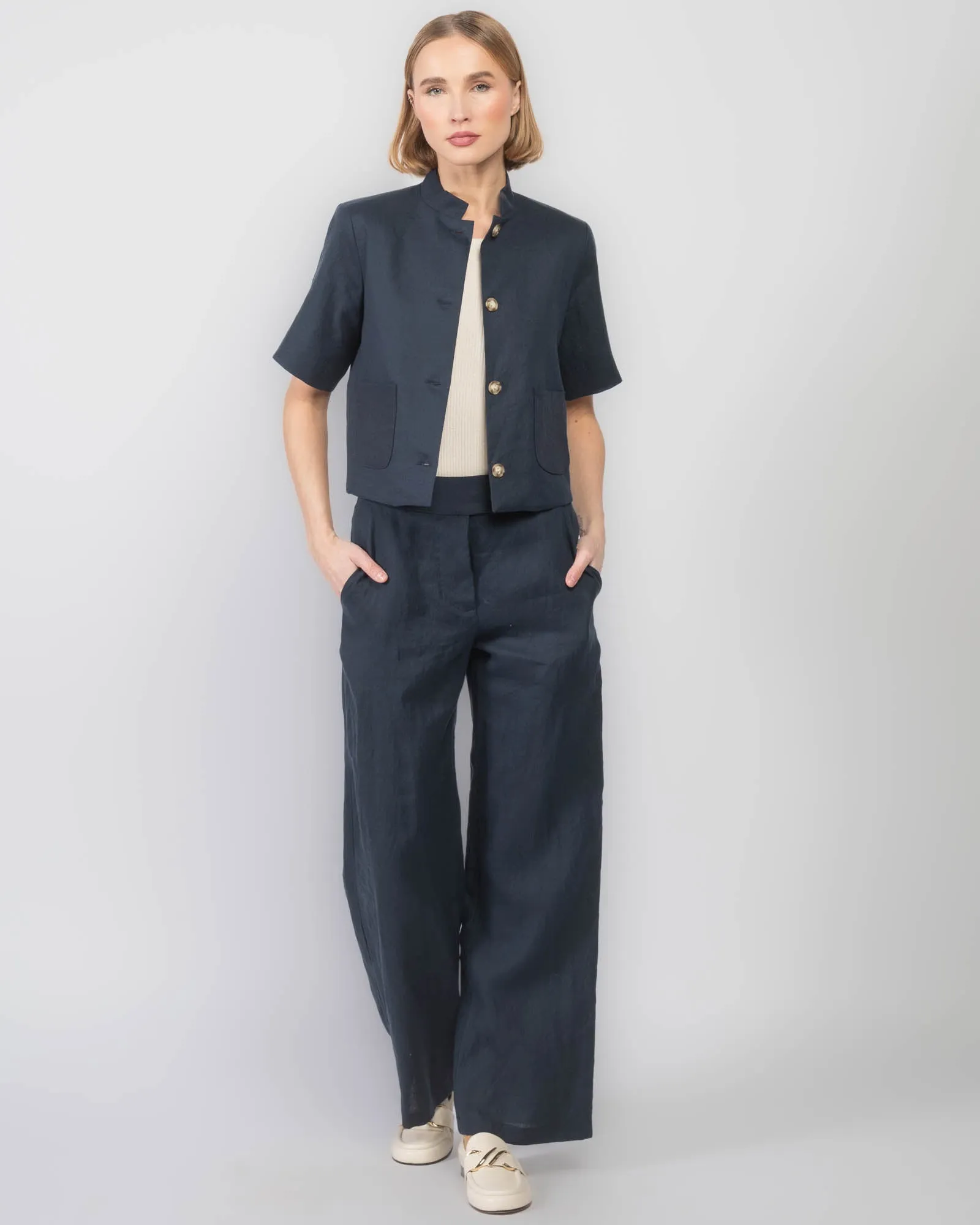 Short Sleeve Linen Jacket sold by TNT Fashion product image thumbnail 2