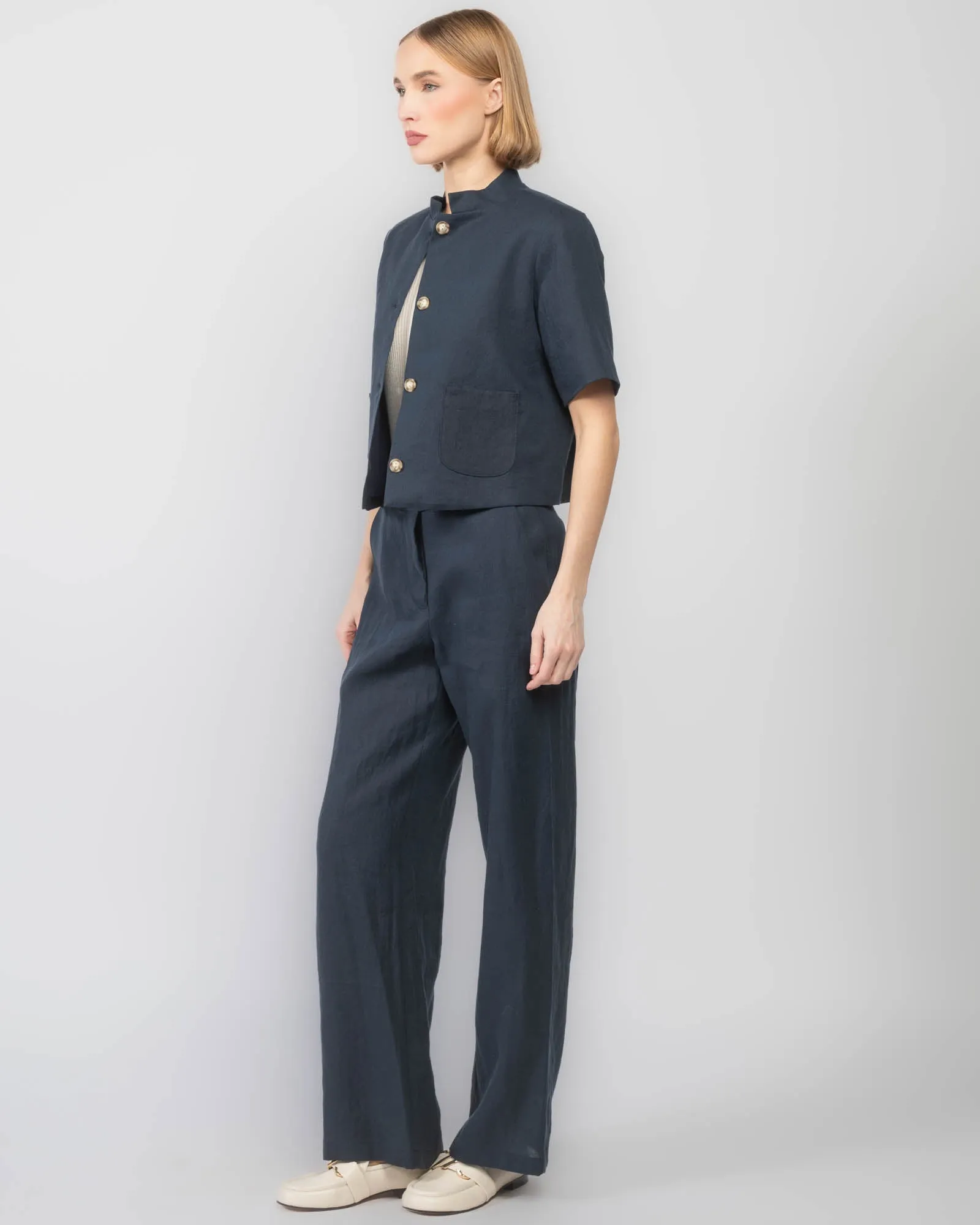 Short Sleeve Linen Jacket sold by TNT Fashion product image thumbnail 4