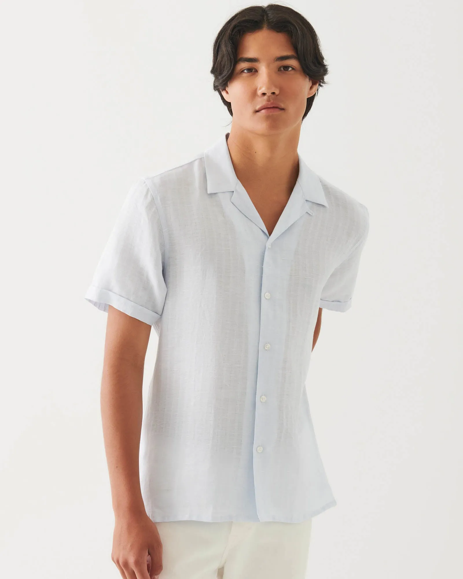 Linen Stripe Camp Collar Shirt sold by TNT Fashion product image thumbnail 2