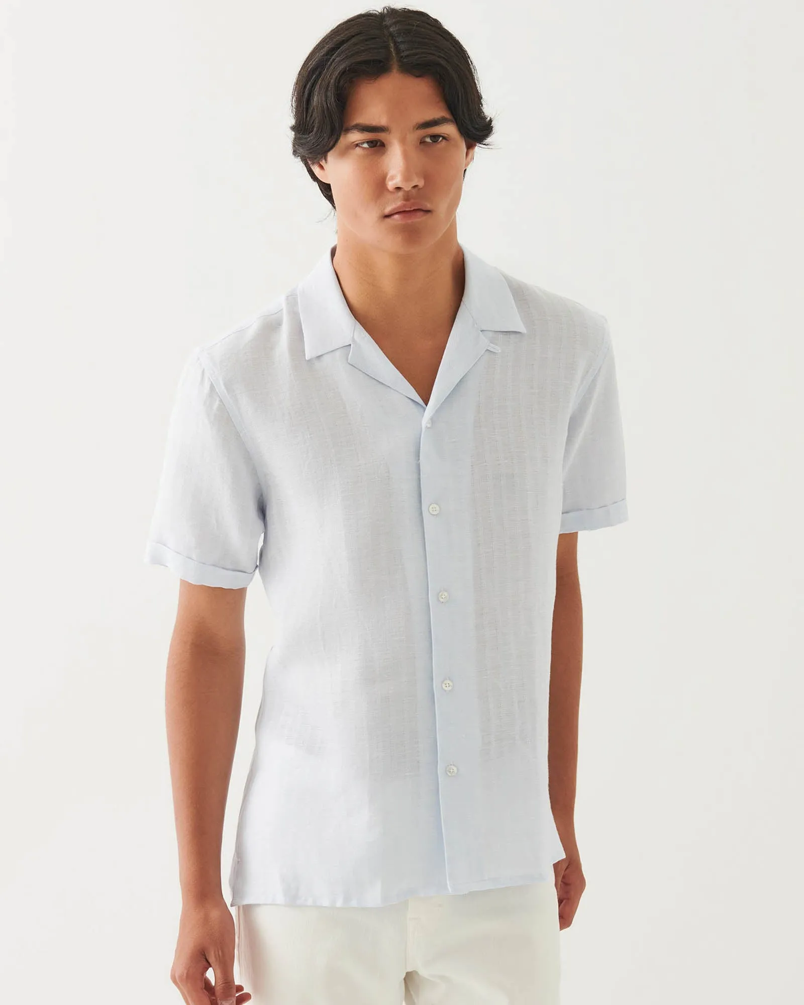 Linen Stripe Camp Collar Shirt sold by TNT Fashion product image thumbnail 3