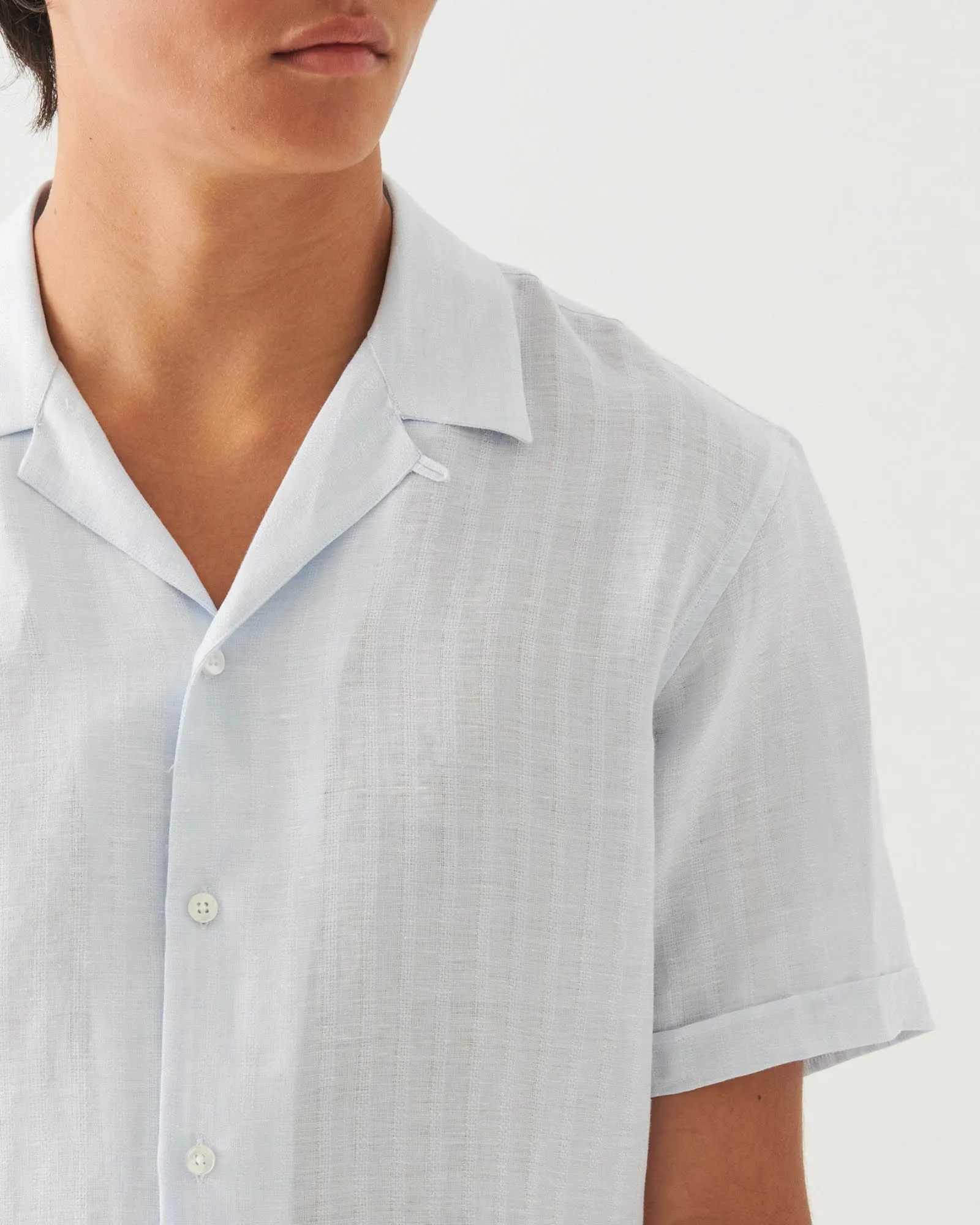 Linen Stripe Camp Collar Shirt sold by TNT Fashion product image thumbnail 4