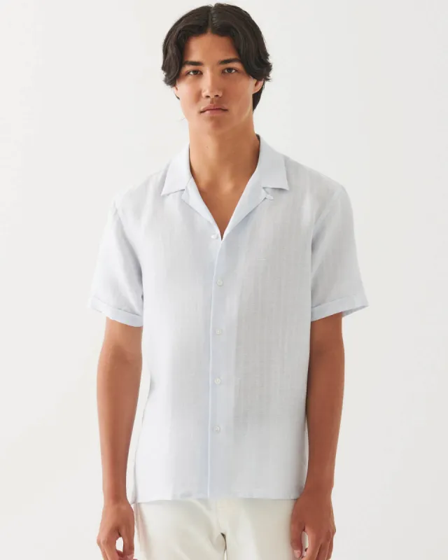 Linen Stripe Camp Collar Shirt sold by TNT Fashion