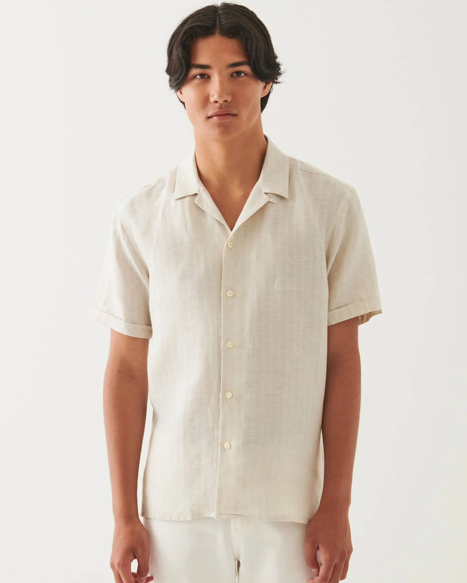 Linen Stripe Camp Collar Shirt sold by TNT Fashion